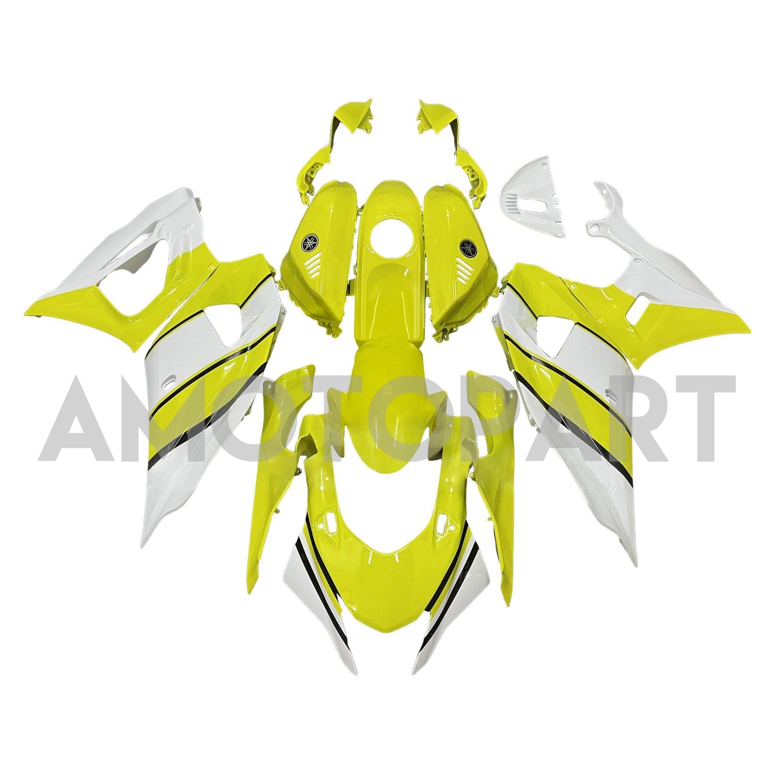 Amotopart 2021-2025 Yamaha YZF-R7 Yellow White Fairing Kit