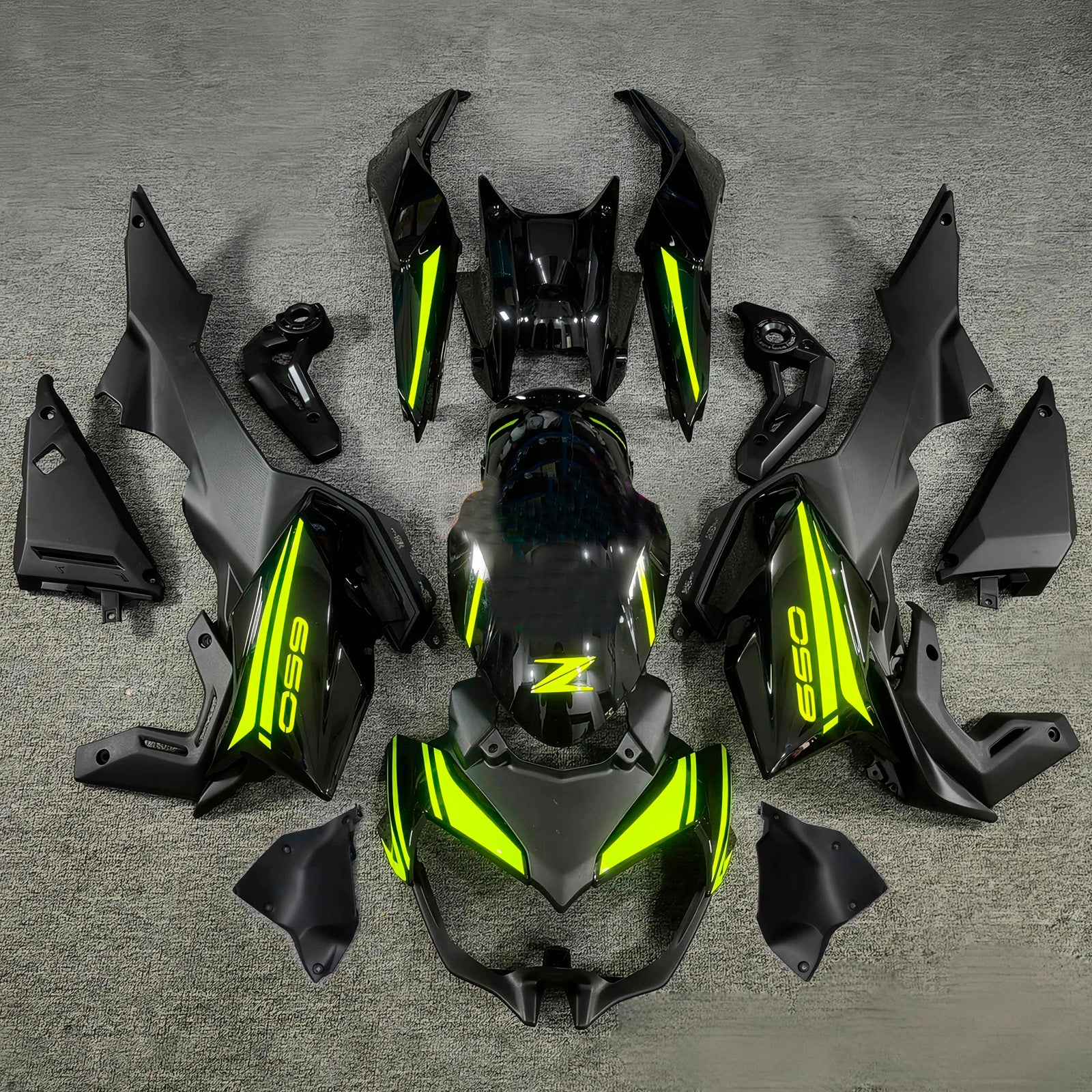 Amotopart 2020-2025 Kawasaki Z650 Black with Stripe Fairing Kit