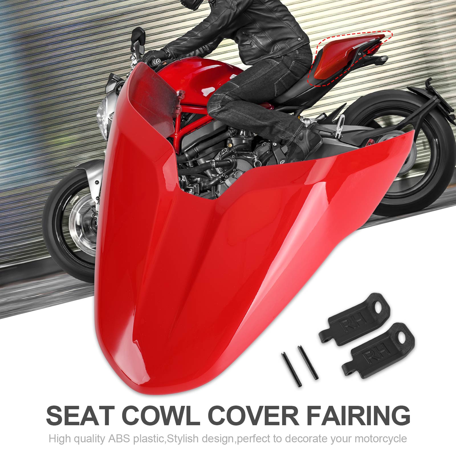 Carenado de cubierta de asiento trasero de pasajero/pasajero para Ducati Monster 797 821 1200 rojo
