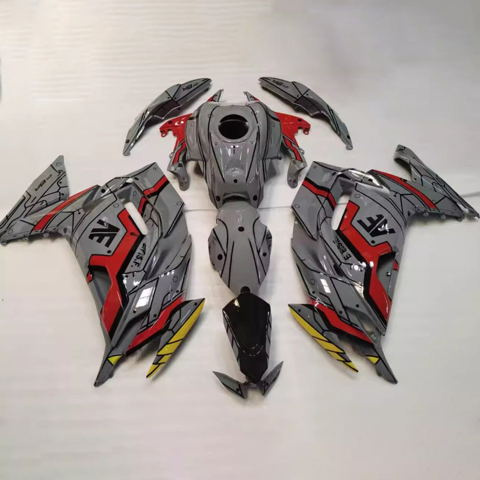 Amotopart 2020-2025 Kawasaki ER6F/Ninja650 Grey Red Fairing Kit