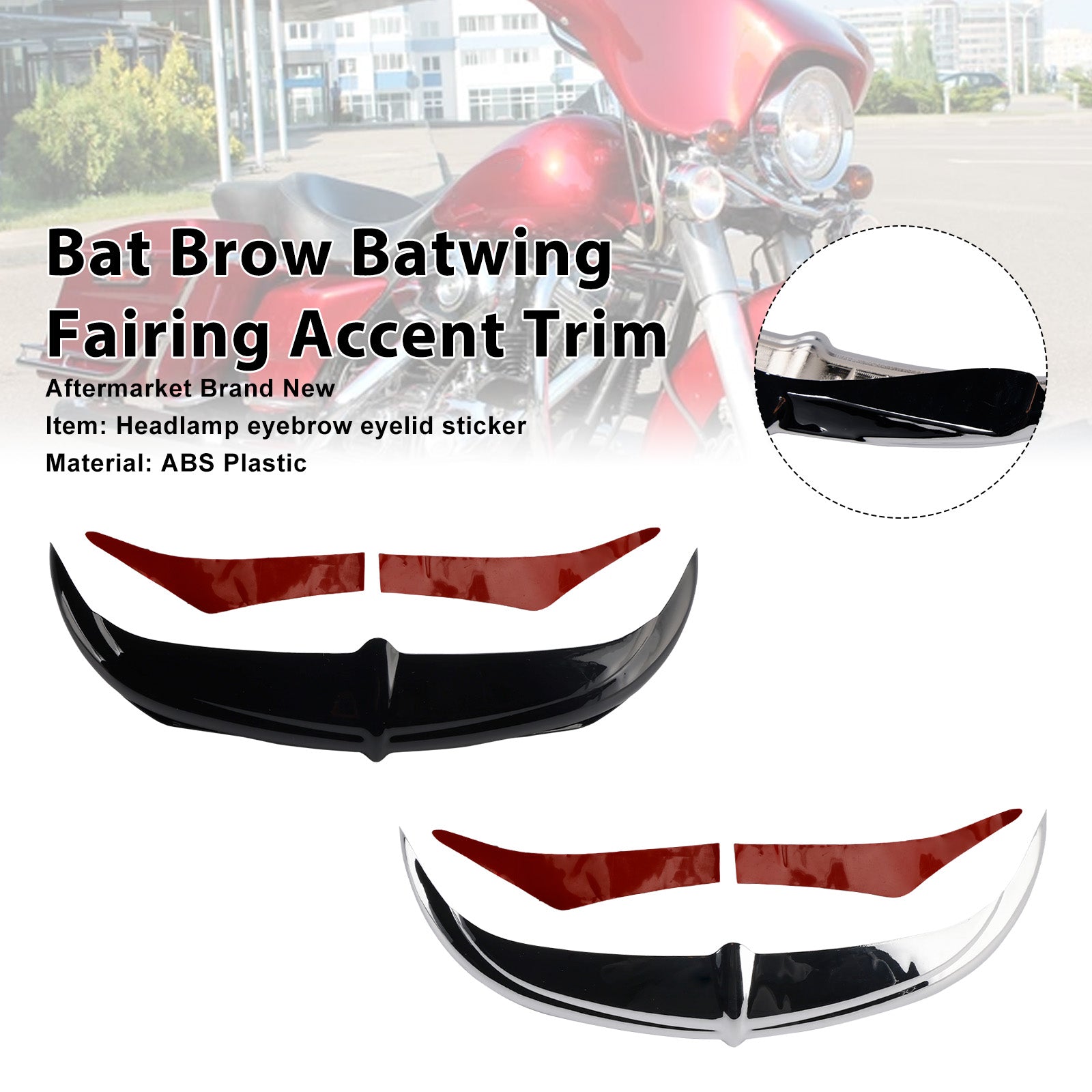96-13 Electra Street Glides Trikes Bat Brow Batwing Fairing Accent Trim