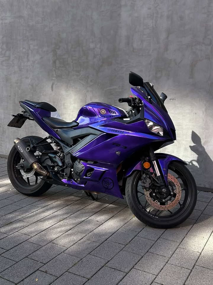 Amotopart 2019-2021 Yamaha YZF-R3 R25 Purple Gradient White Fairing Kit