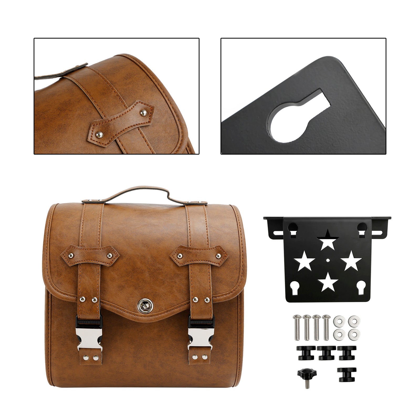 Cruiser Adv Cafe Side Tool Bag Saddlebag Quick Release Luggage Kit Brown