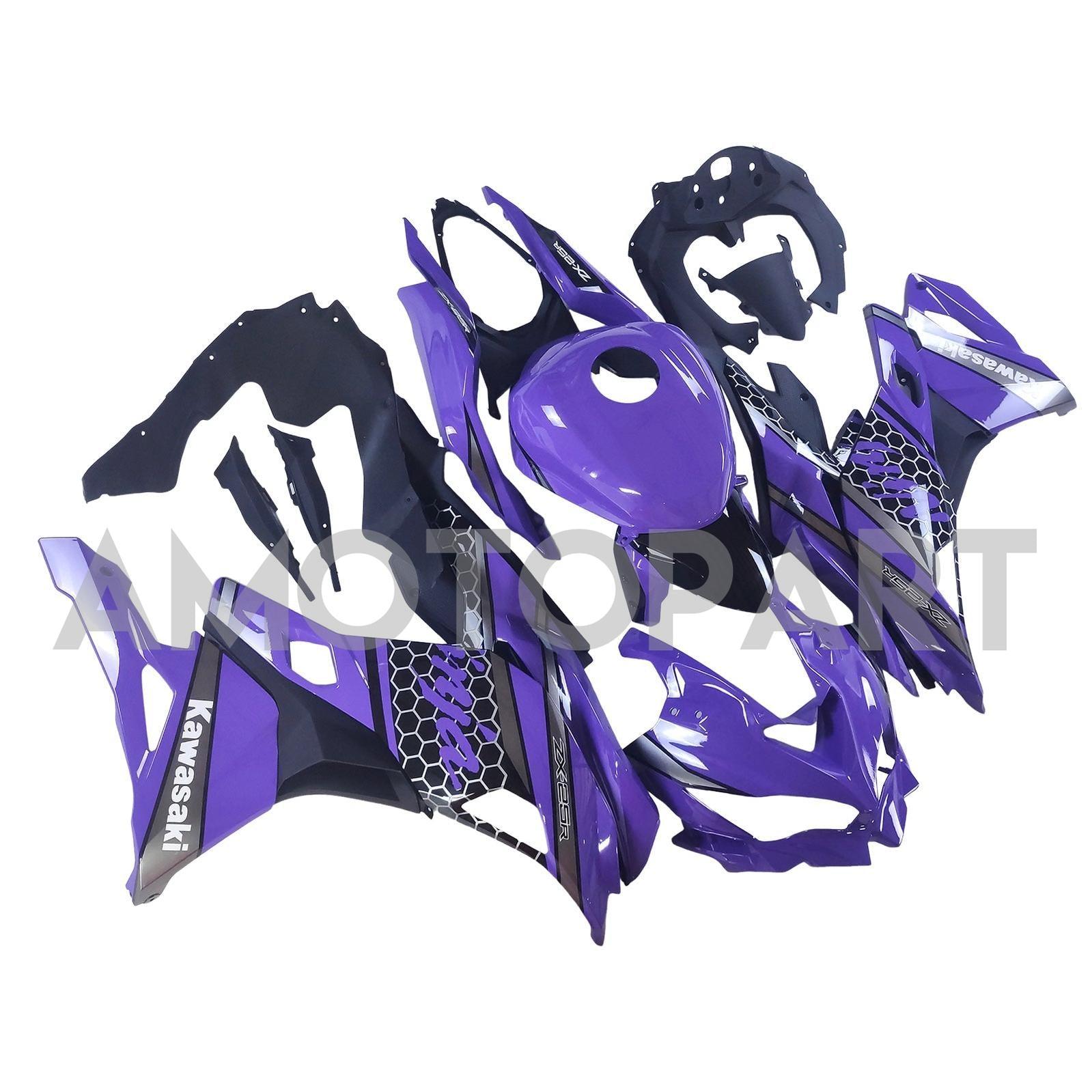 Amotopart Kawasaki 2019-2022 Ninja ZX-25R & 2023–2025 Ninja ZX-4R/ZX-4RR Lila Verkleidungssatz