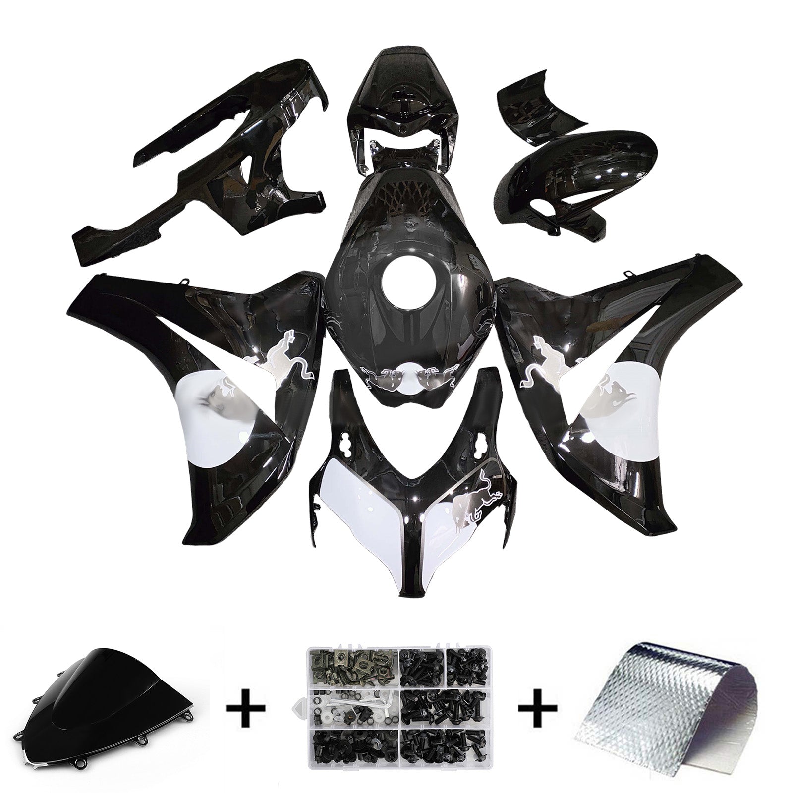 Amotopart 2008-2011 Honda CBR1000rr Kit de carénage blanc noir