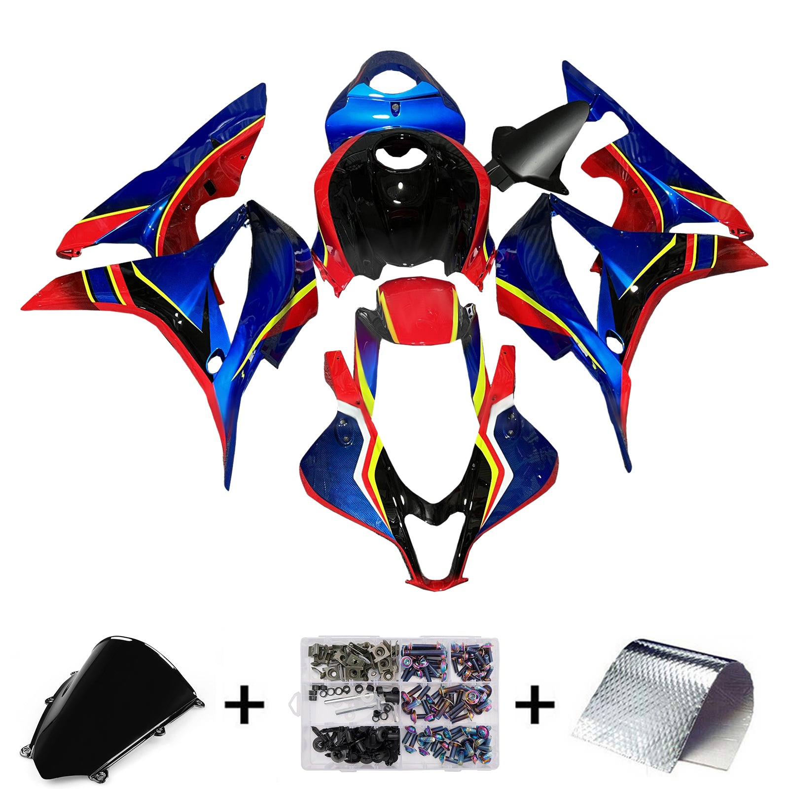 Amotopart 2007-2008 Honda CBR600RR Kit de carénage noir rouge jaune rouge bleu