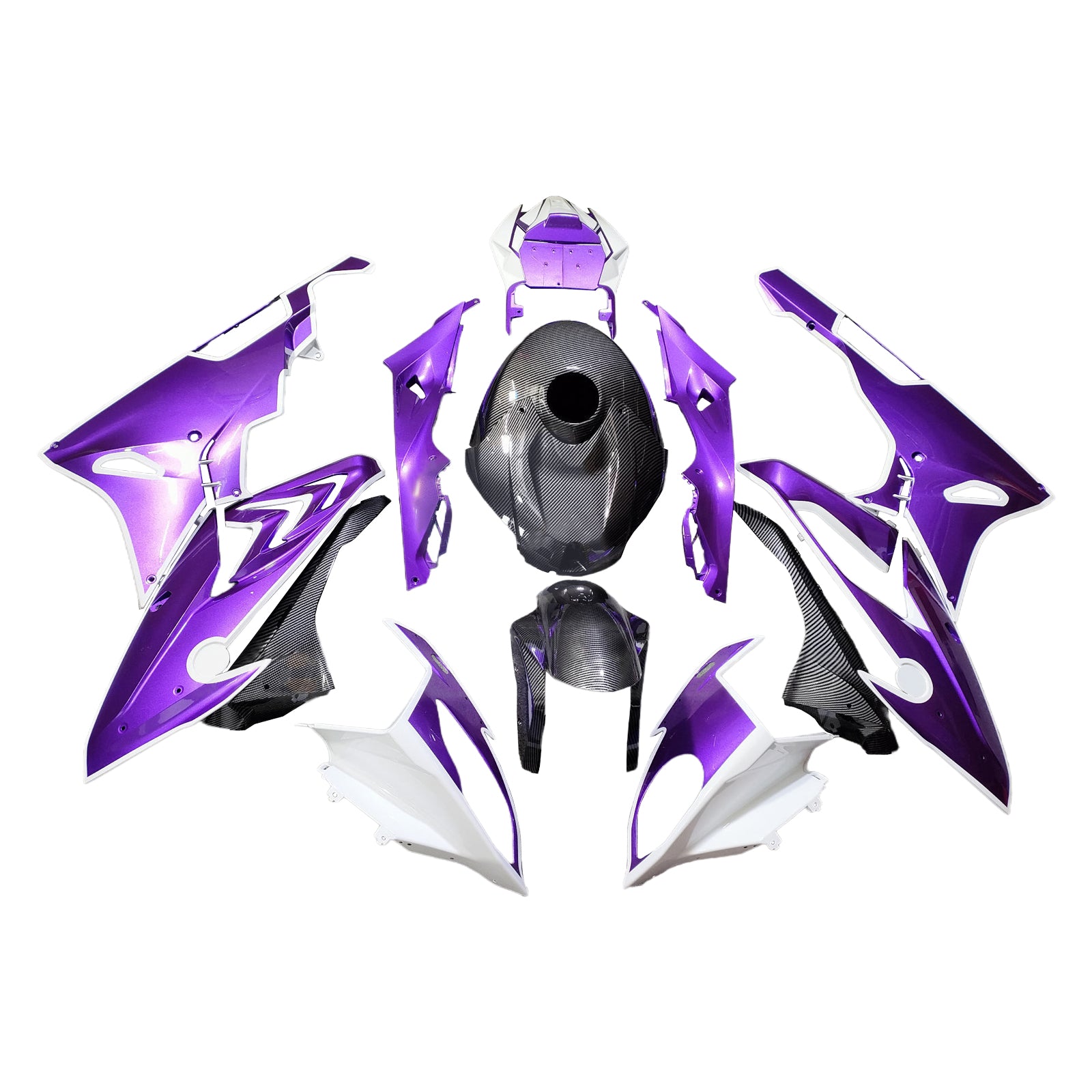 Amotopart 2017-2018 BMW S1000RR koolstofvezelpatroon wit paars kuipkit