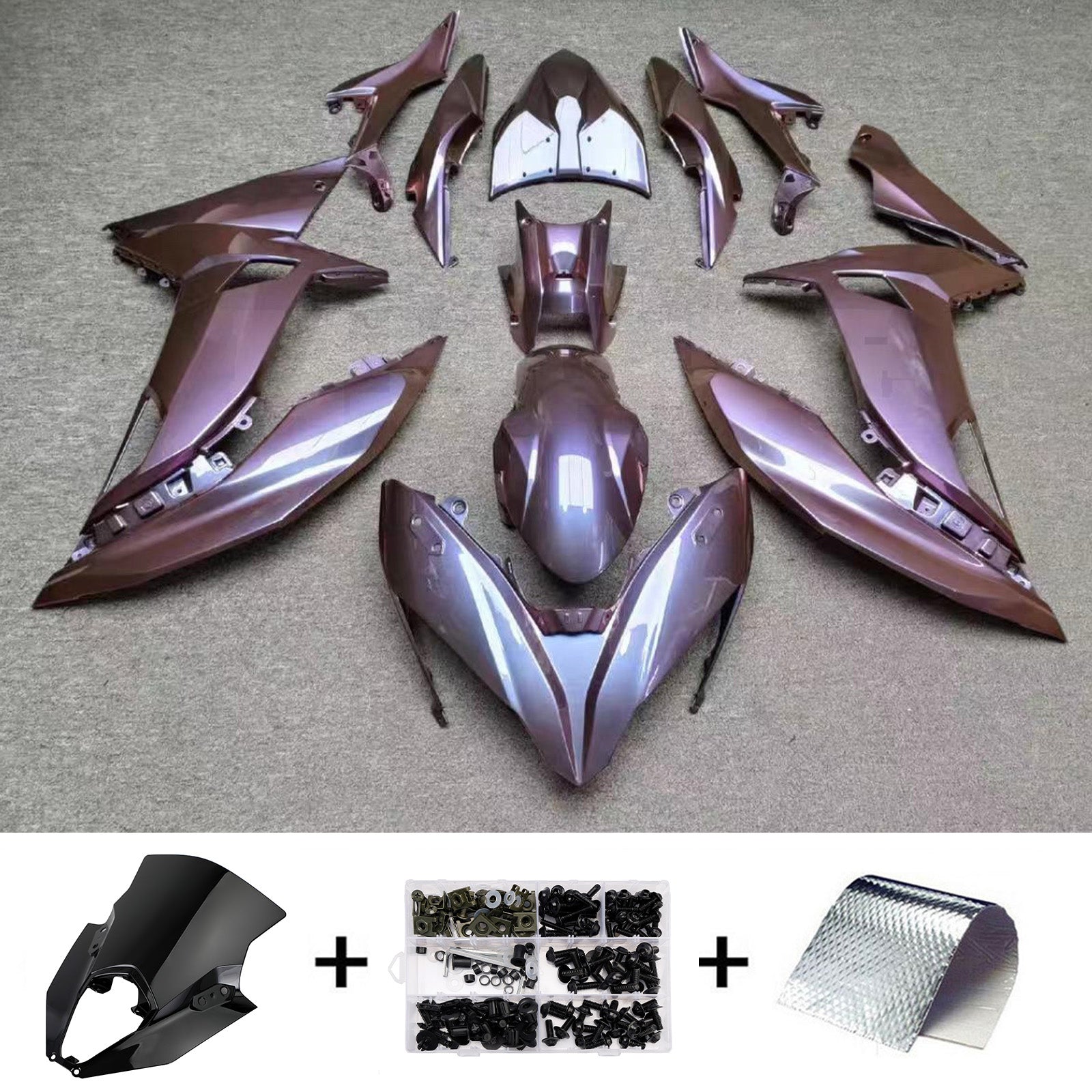 Amotopart 2020-2025 Kawasaki ER6F/Ninja650 Dark Purple Fairing Kit