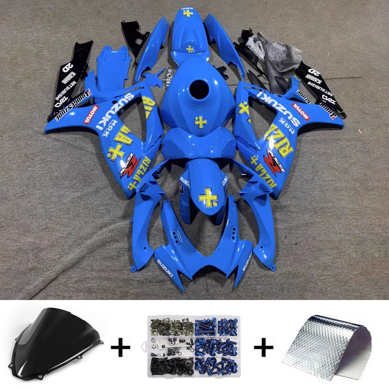 Amotopart 2006-2007 Suzuki GSXR 600/750 Blue Black Yellow Fairing Kit