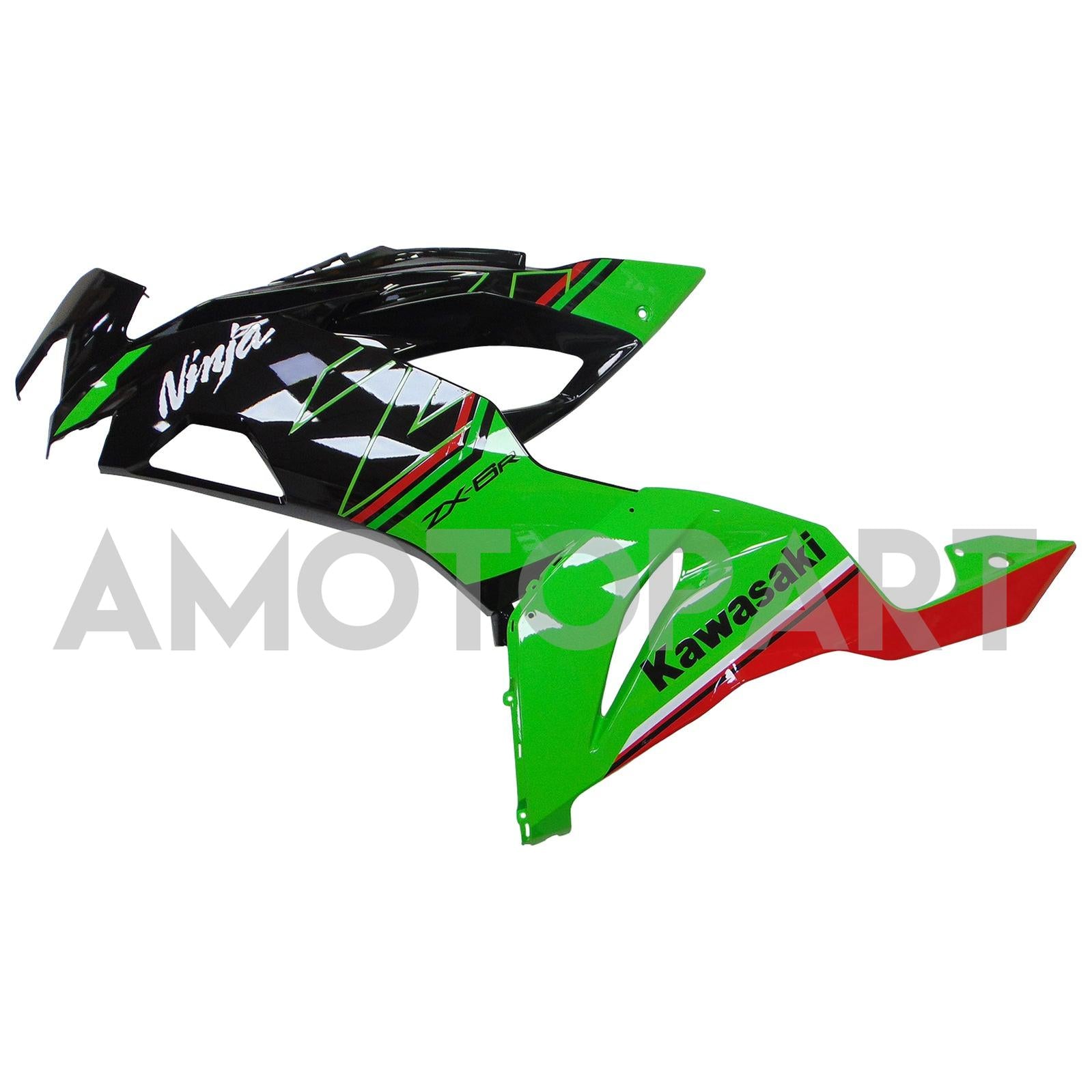 Amotopart 2019-2023 Kawasaki ZX6R Green Black Fairing Kit