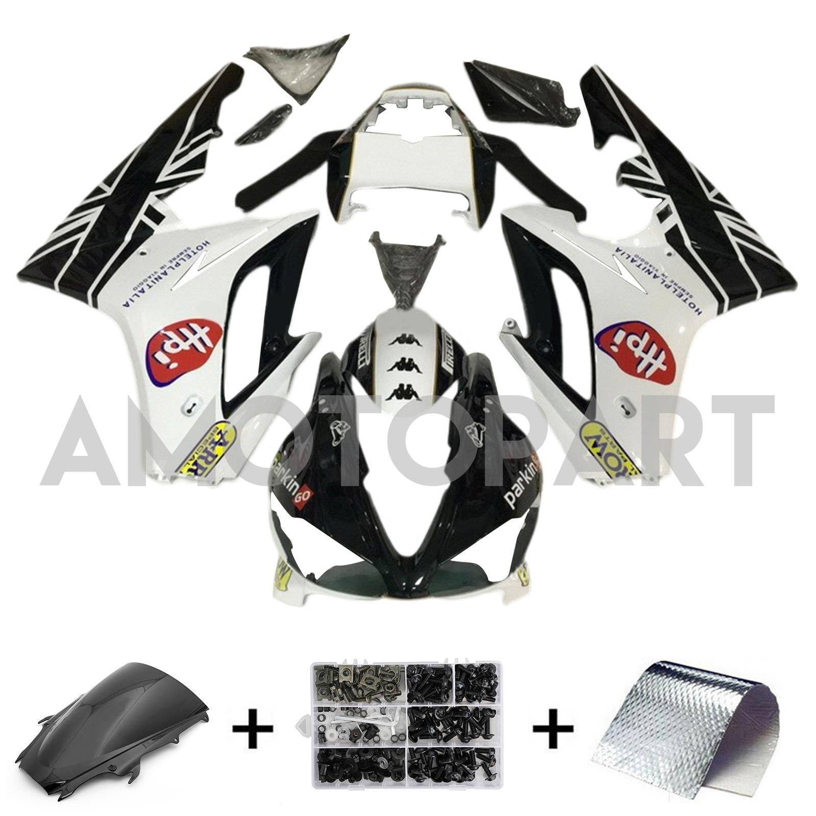 Amotopart 2009-2012 Triumph Daytona 675 Kit de carenagem Branco e Black1