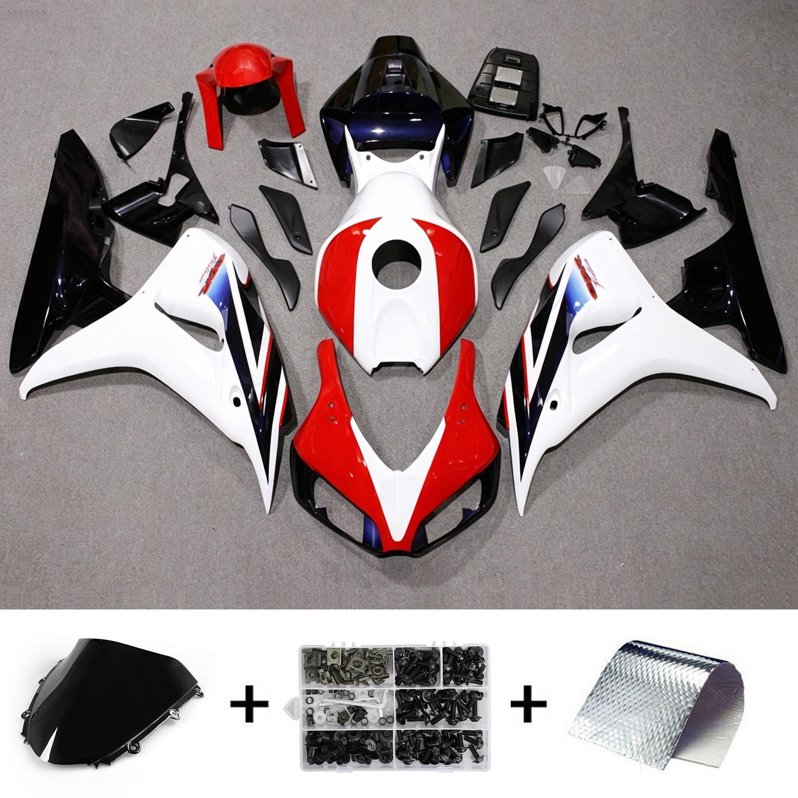 Amotopart 2006-2007 Honda CBR1000RR White Black Fairing Kit