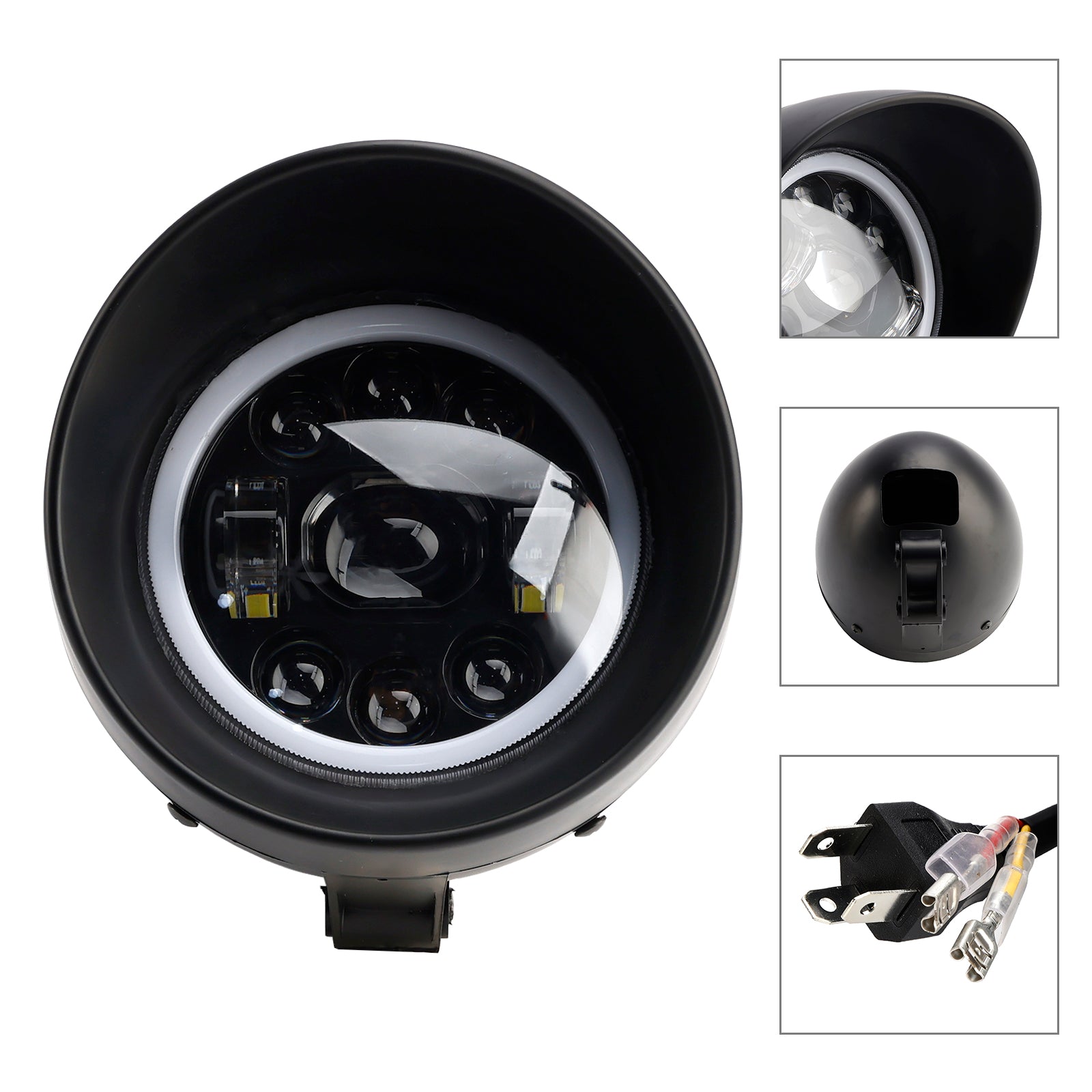 Motorcycle Universal Chrome 5.75" Headlight Lamp Spotlight 9-Bulbs