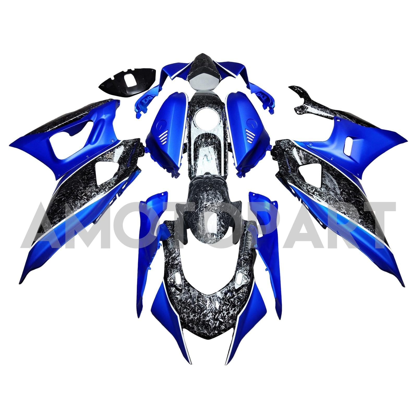 Amotopart 2021-2025 Yamaha YZF-R7 Forged Carbon Fiber Blue Fairing Kit