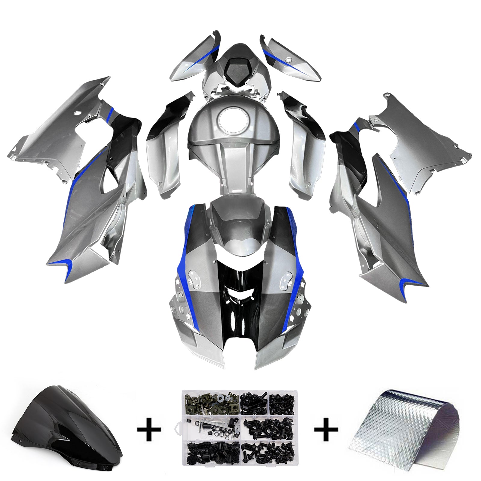 Amotopart 2021-2025 Kawasaki ZX14R ZZR1400 Grey Fairing Kit