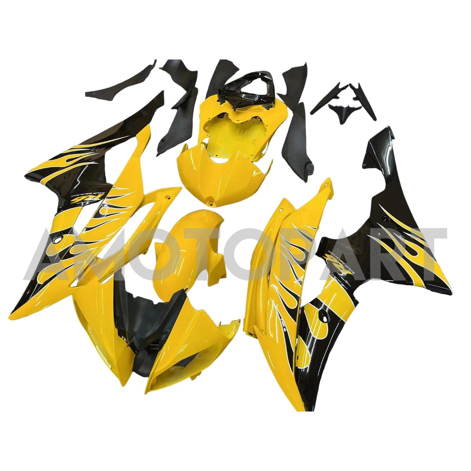 Amotopart 2008-2016 Yamaha YZF 600 R6 Yellow Black Fairing Kit
