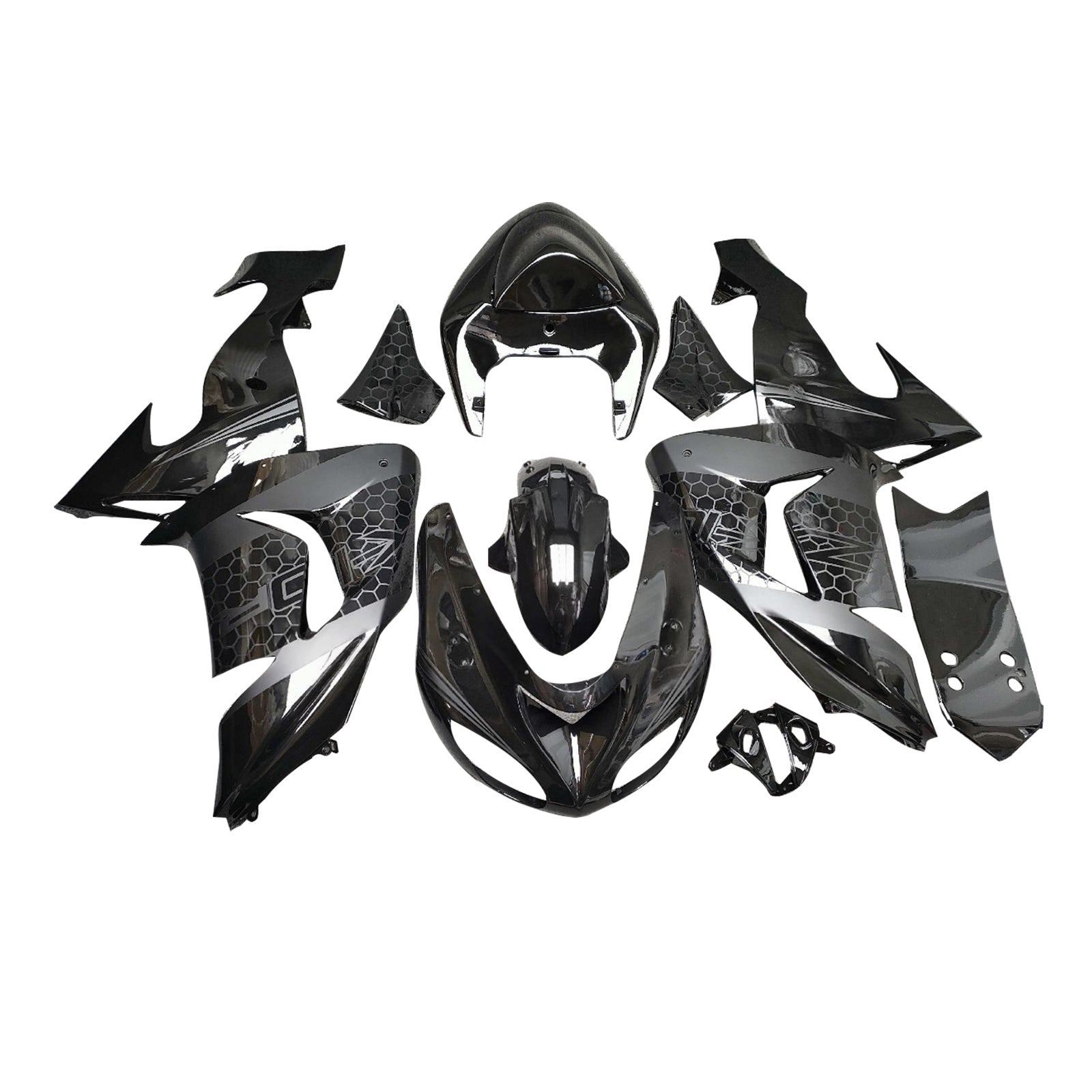 Amotopart 2006-2007 Kawasaki ZX10R Gloss Black Fairing Kit