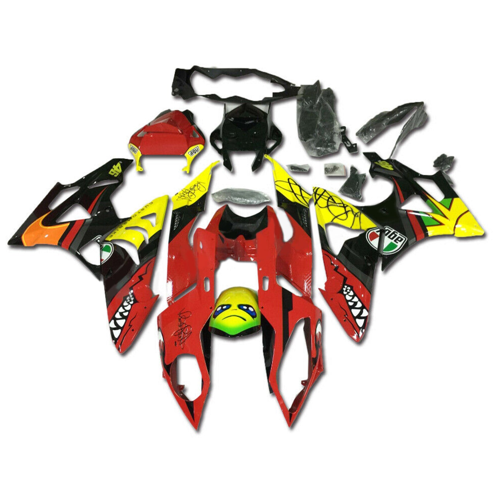 Amotopart 2015-2016 BMW S1000RR Red & Yellow Monster Fairing Zestaw