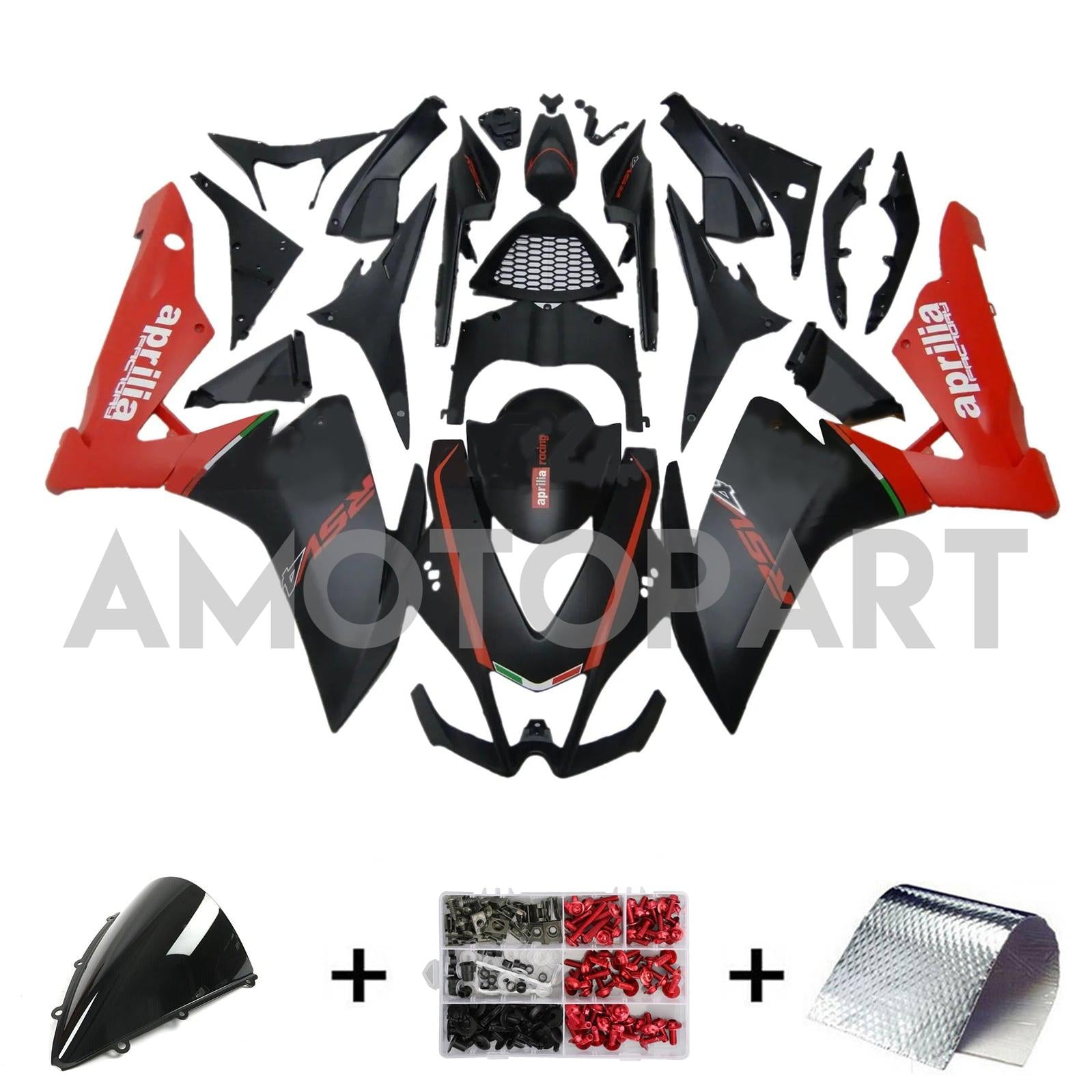 Amotopart 2009-2015 RSV4 1000 Aprilia Red&Black Style2 Fairing Kit