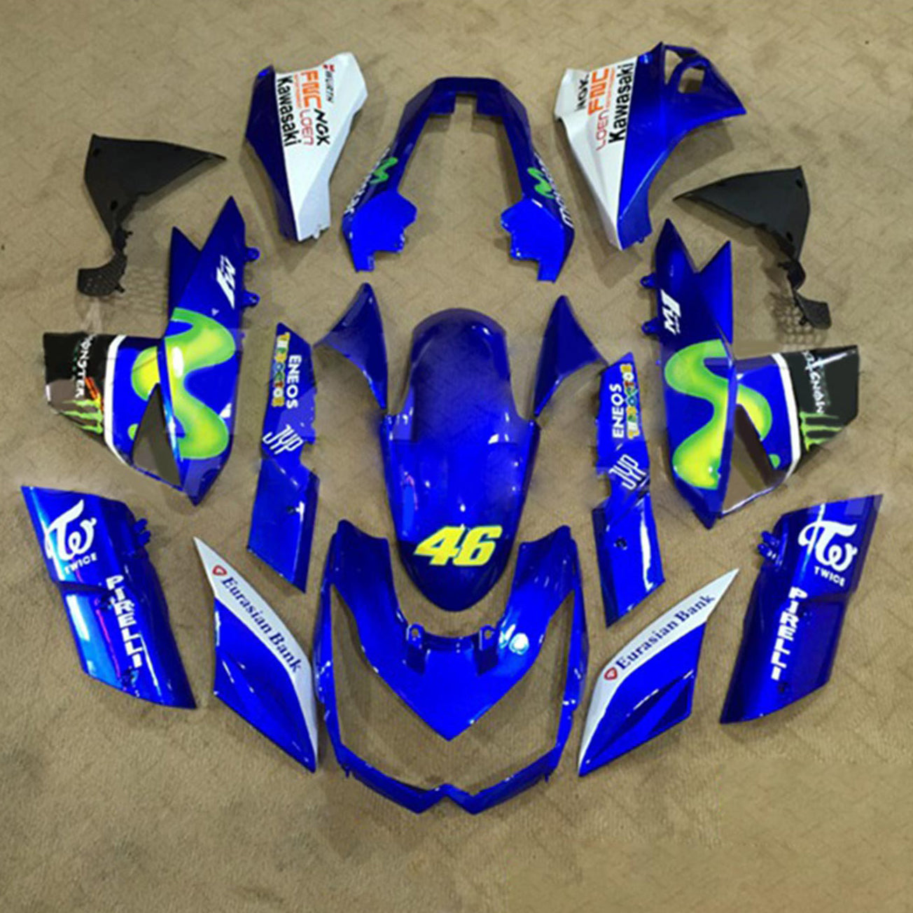 Amotopart 2010-2013 Z1000 Kawasaki Blue&Green Fairing Kit