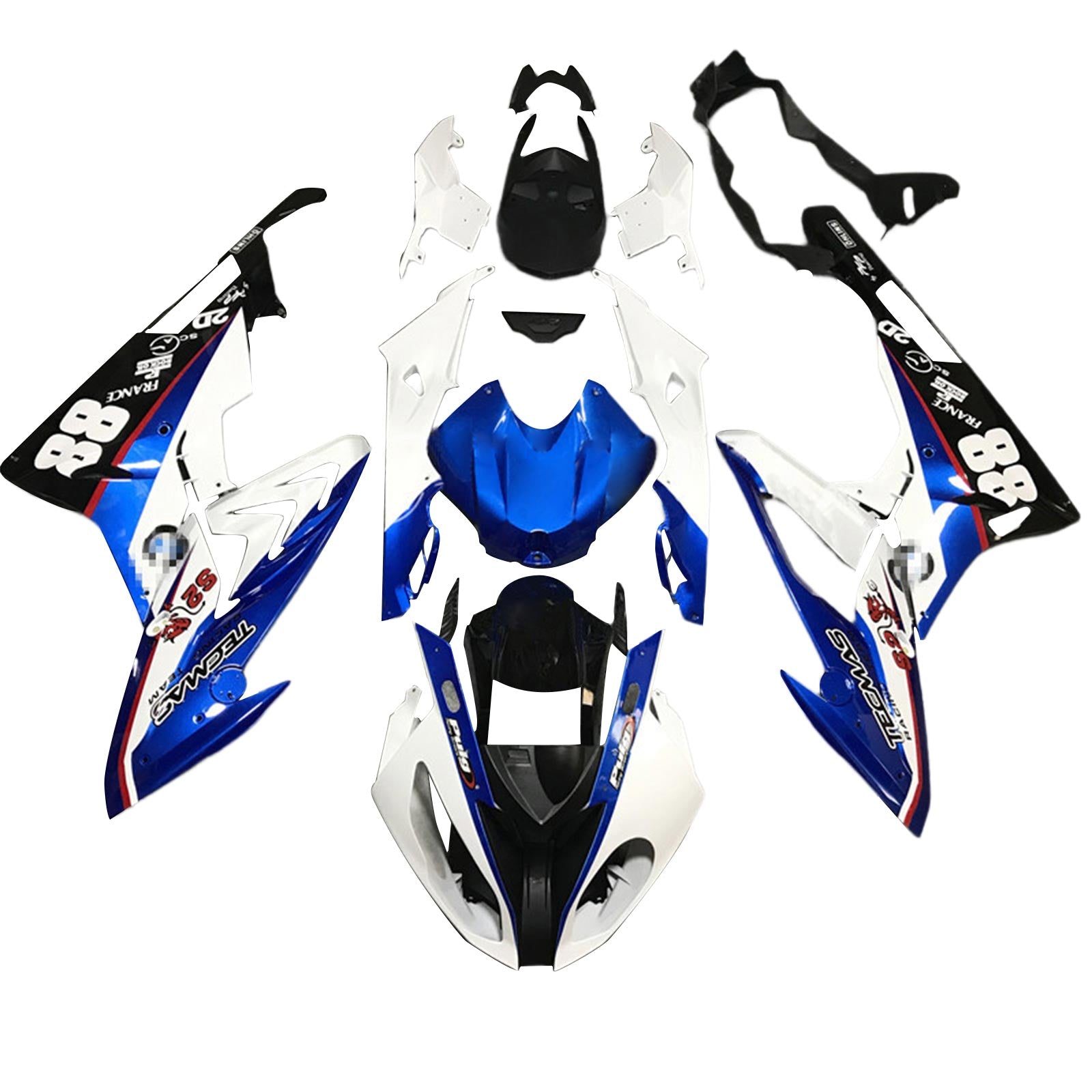 Amotopart 2017-2018 BMW S1000RR Blue & White Style 6 Zestaw owiewki