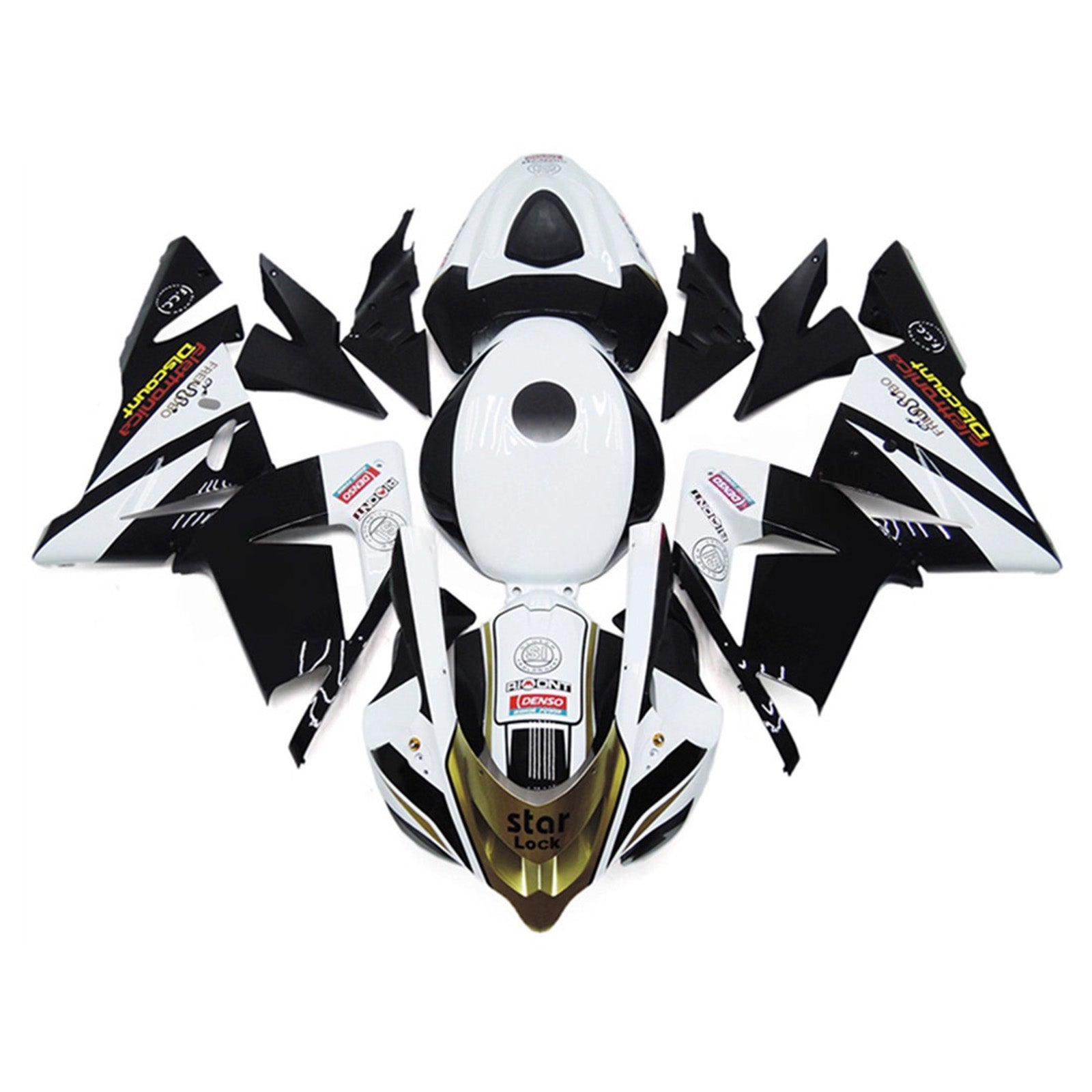 Amotopart 2004-2005 Kawasaki ZX10R Black White Fairing Kit