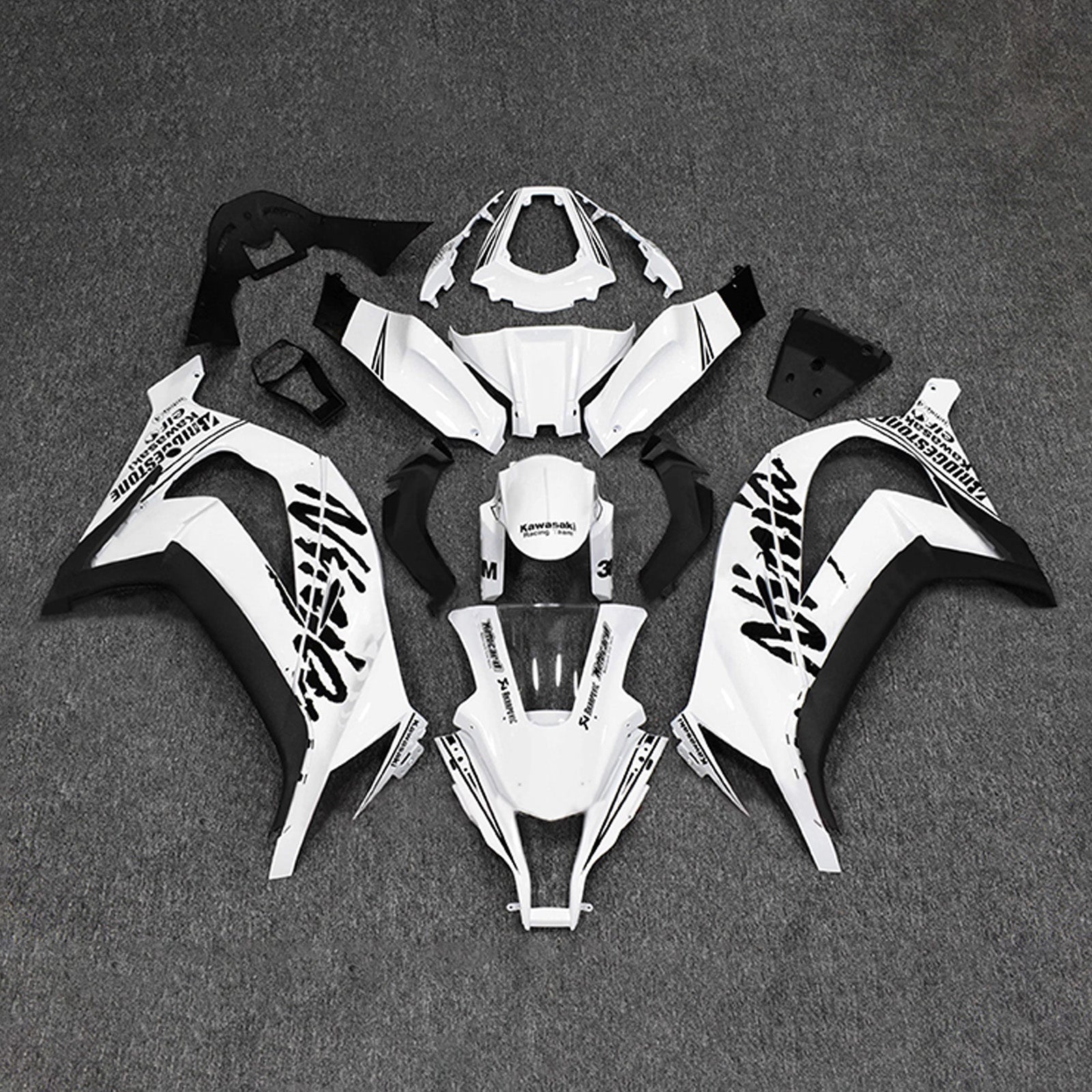 Amotopart 2011-2015 Kawasaki ZX10R White Black Fairing Kit