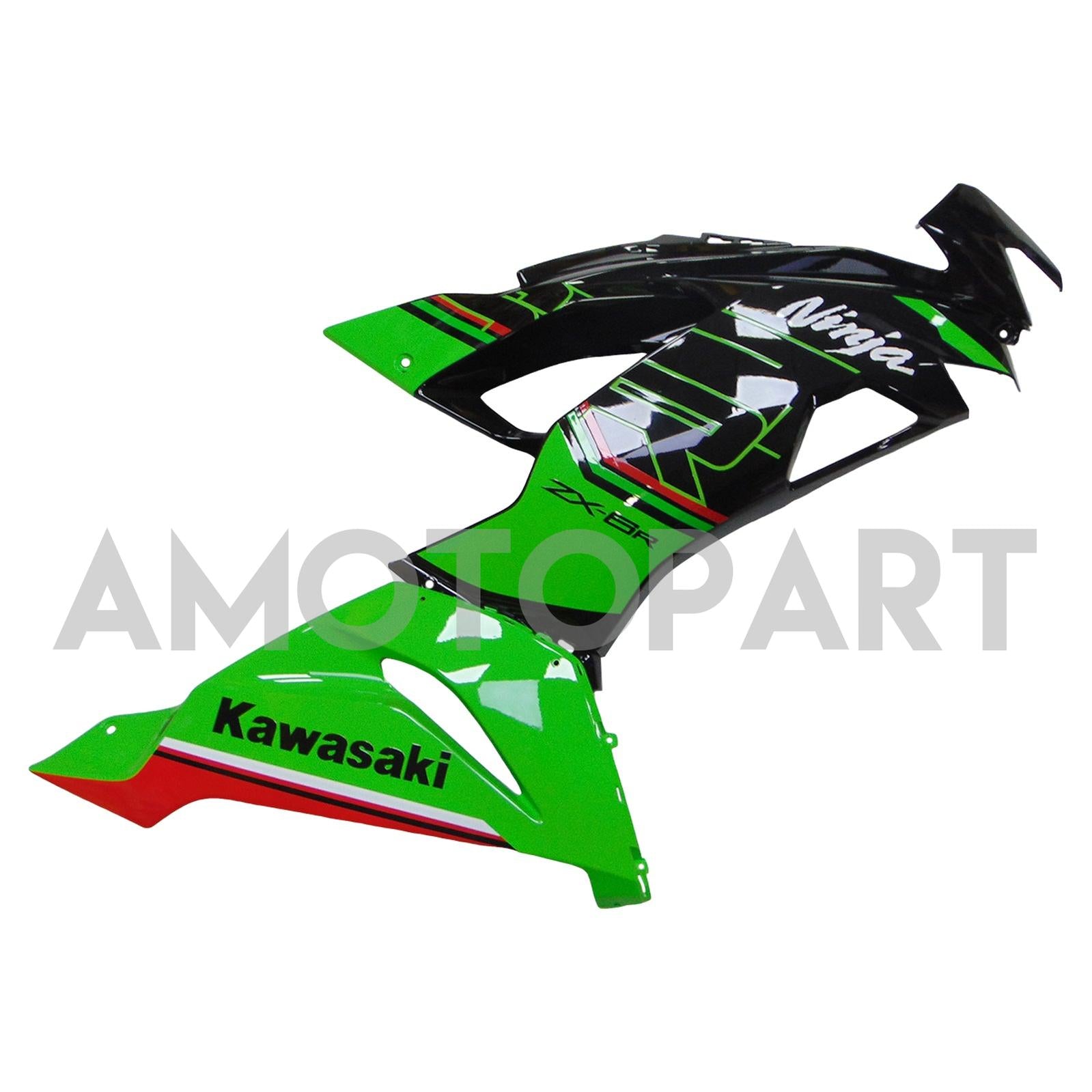 Amotopart 2019-2023 Kawasaki ZX6R Green Black Fairing Kit
