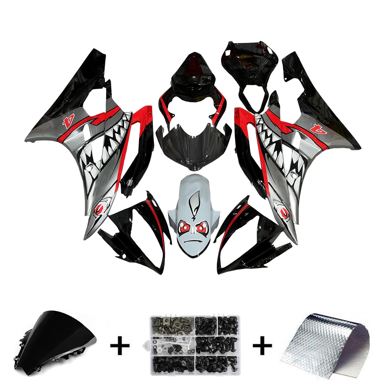 Amotopart 2006-2007 Yamaha YZF-R6 Black & Grey Fairing Kit