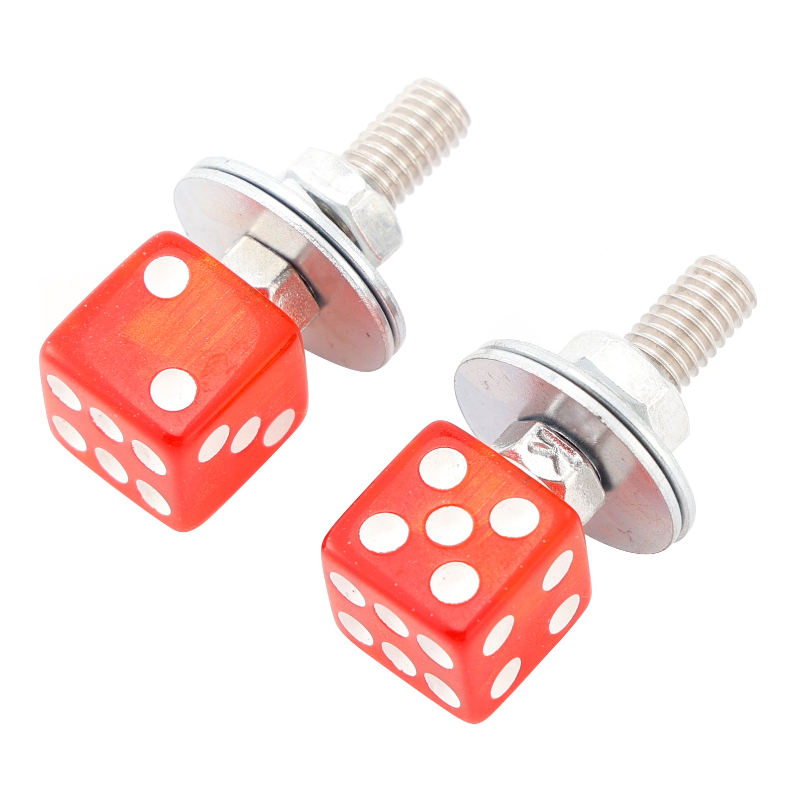 X2 M6 Plastic Custom Head Dice License Plate Frame Screws Bolts Hardware Red