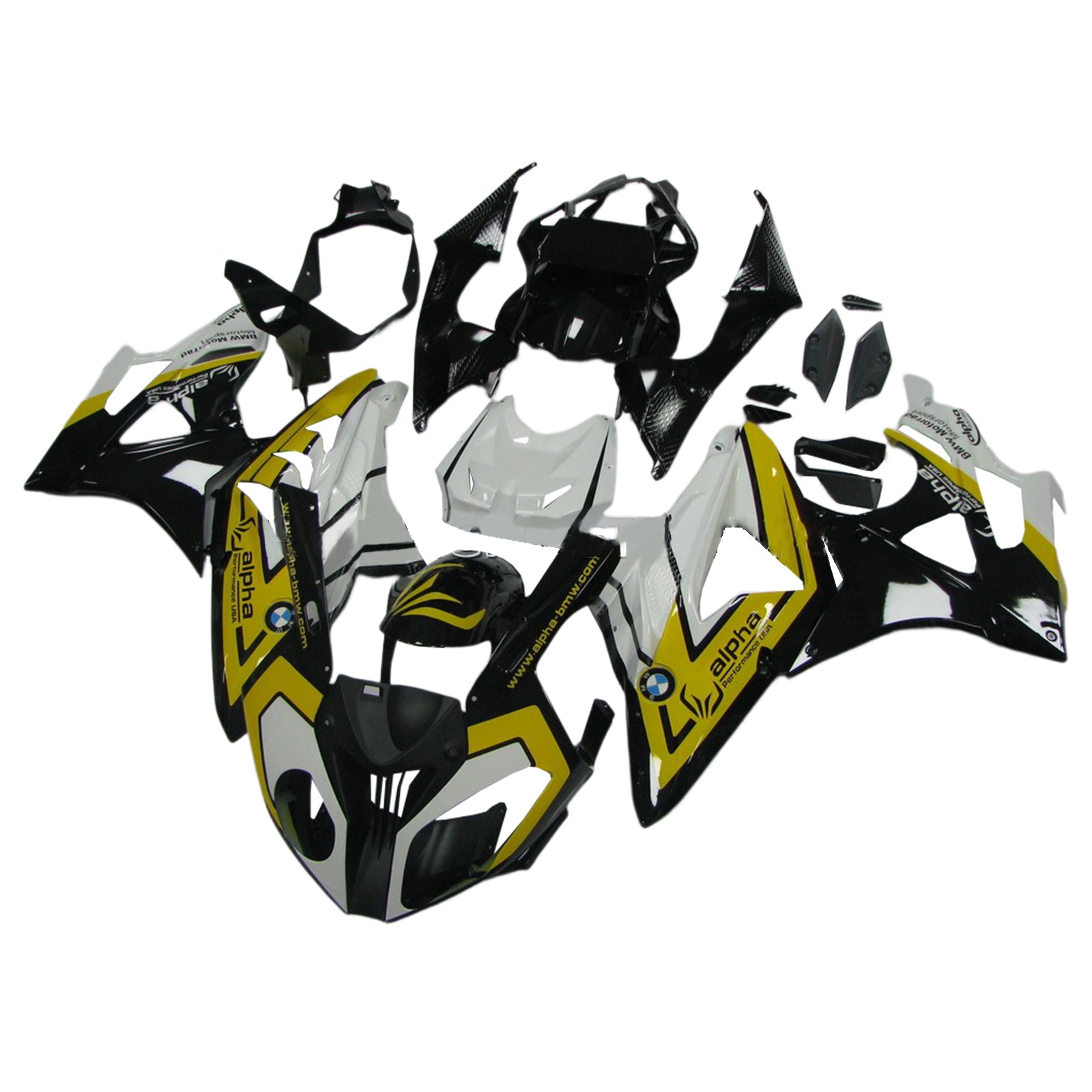 Amotopart BMW S1000RR 2009-2014 Kit de carenado amarillo y negro