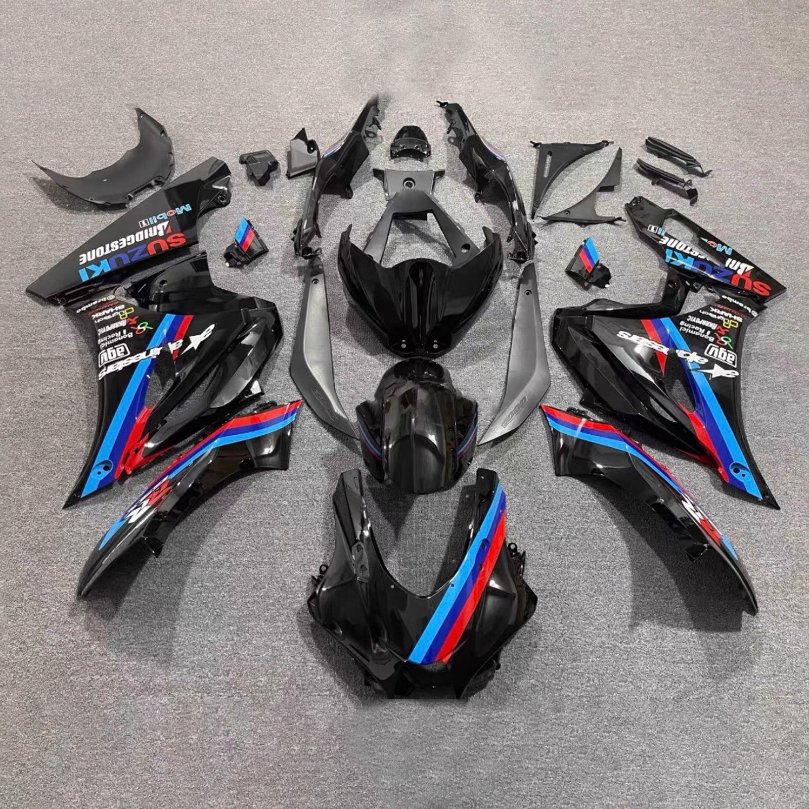 Amotopart 2017-2025 Suzuki GSXR1000 Sort Blå Rød Fairing Kit