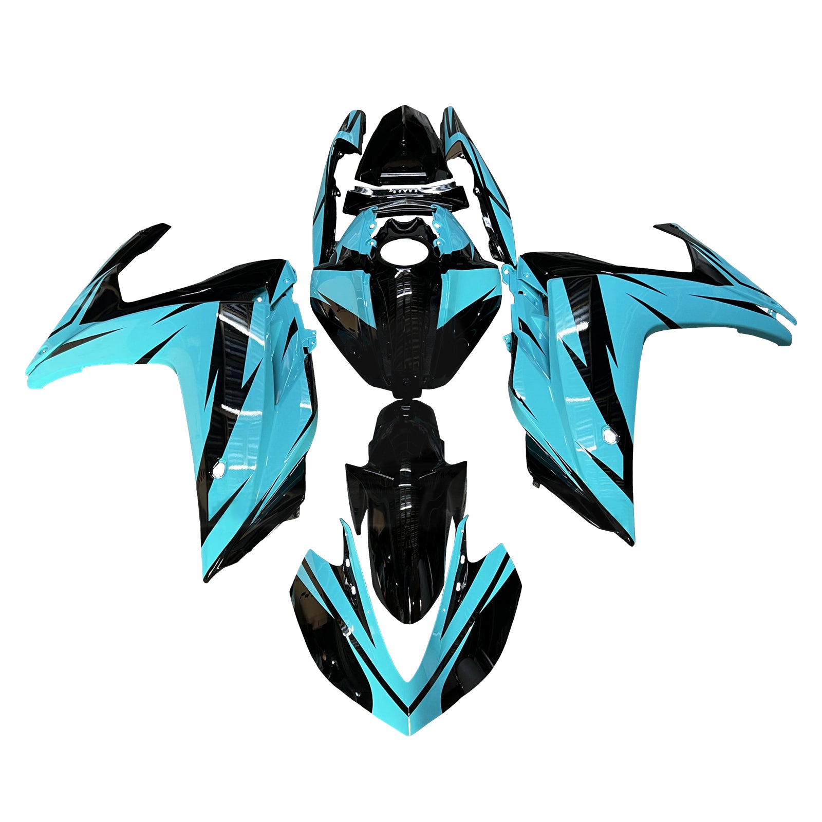 Amotopart Yamaha 2014-2018 YZF R3 2015-2017 YZF R25 Glossy Black Blue Fairing Kit