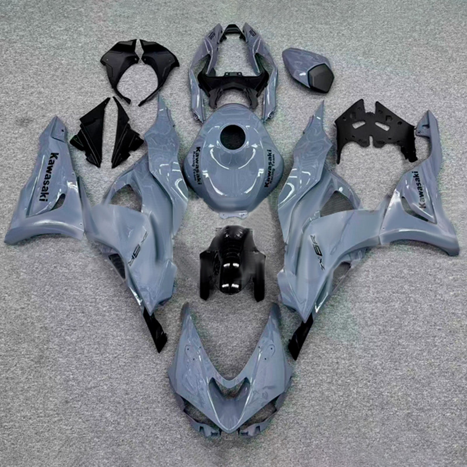 Amotopart 2024-2025 Kawasaki ZX-6R Glossy Grey Fairing Kit