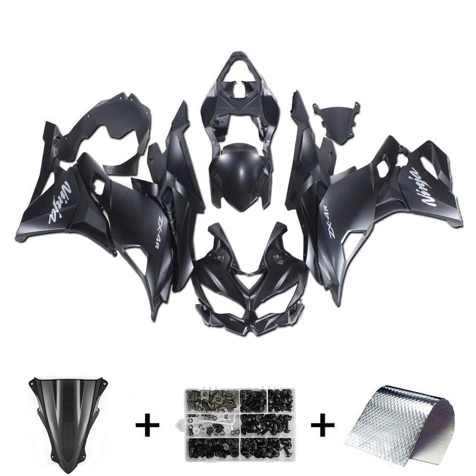 Amotopart 2019-2025 Ninja ZX-25R ZX-4R ZX-4RR Kawasaki Matt Black Fairing Kit