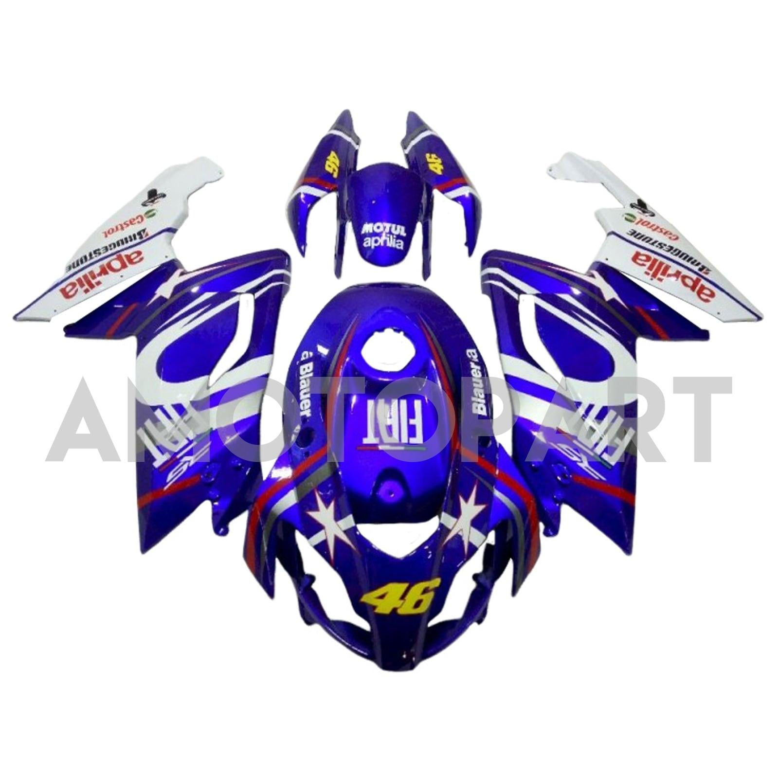Amotopart 2006-2011 RS125 Aprilia Dark Blue&White Fairing Kit