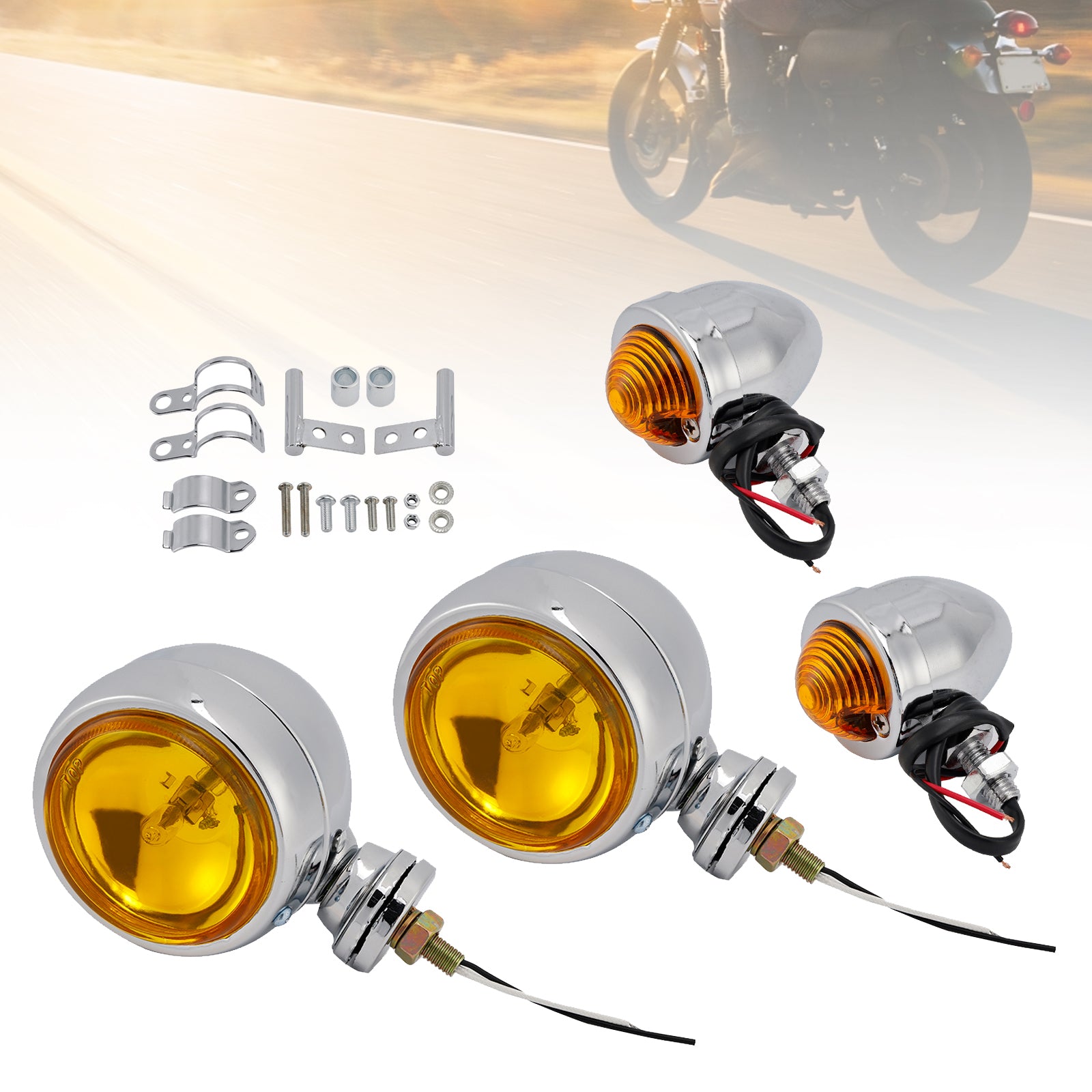 Motorcycle Headlight Lamp Spotlight Universal Coler Switch Chrome #D20