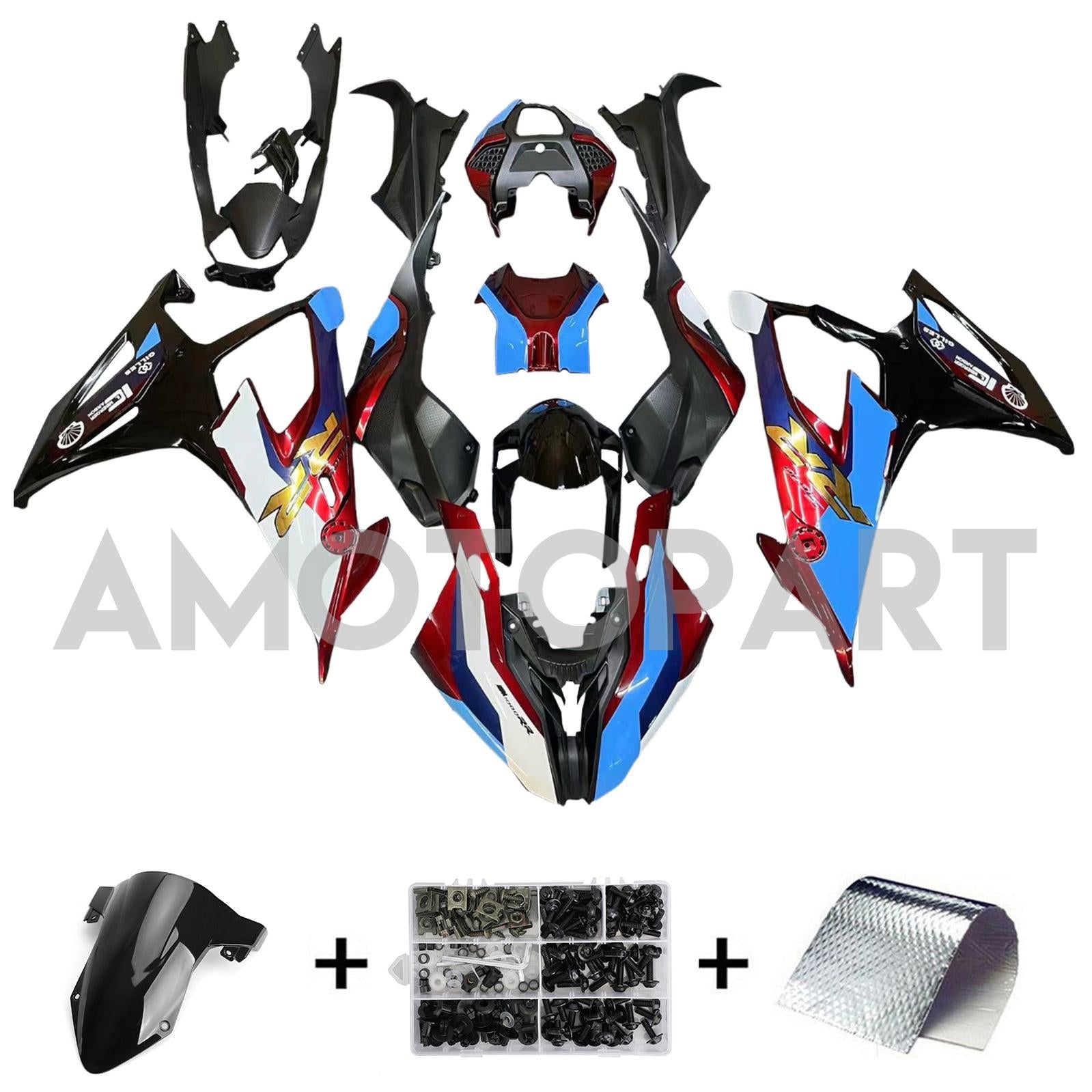Amotopart 2019-2022 BMW S1000RR M1000RR Kit de carenado negro rojo azul