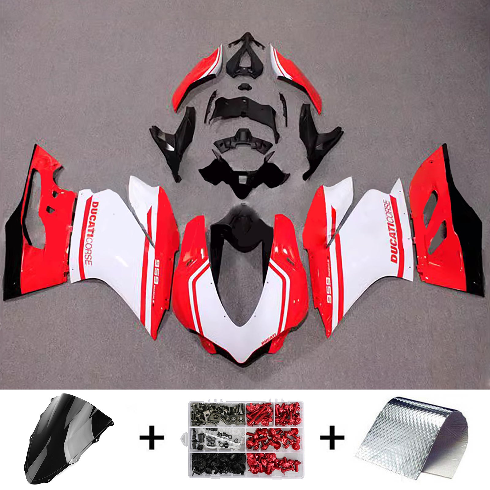 Amotopart 2015-2020 Ducati 959 White Black Red Style 2 Fairing Kit