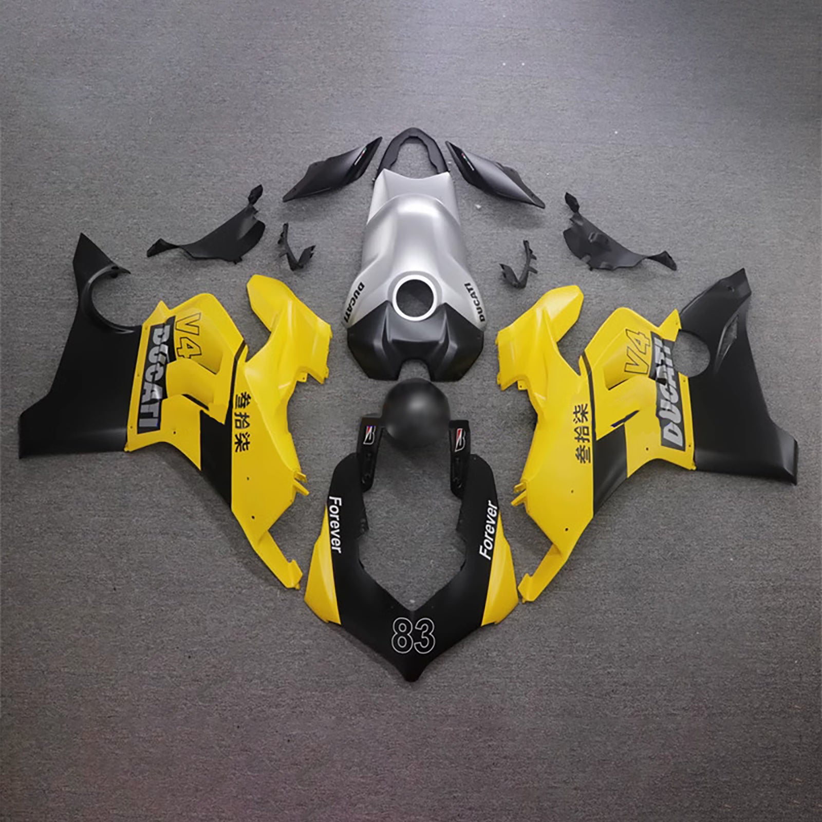 Amotopart Ducati 20-21 V4 V4S Silver Black Yellow Rouming Kit