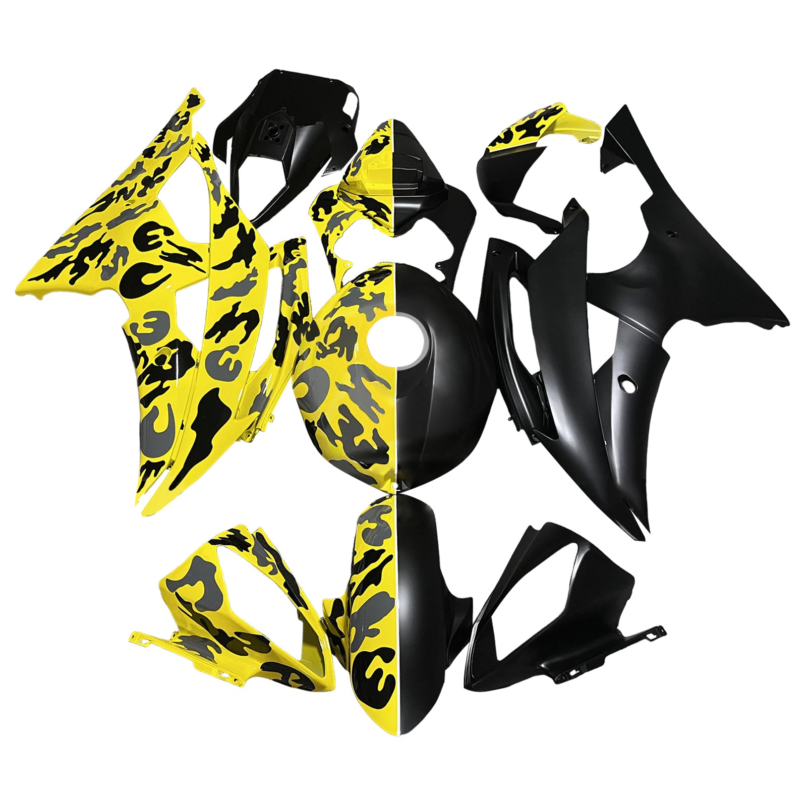Amotopart 2008-2016 Yamaha YZF-R6 Yellow & Black Fairing Kit