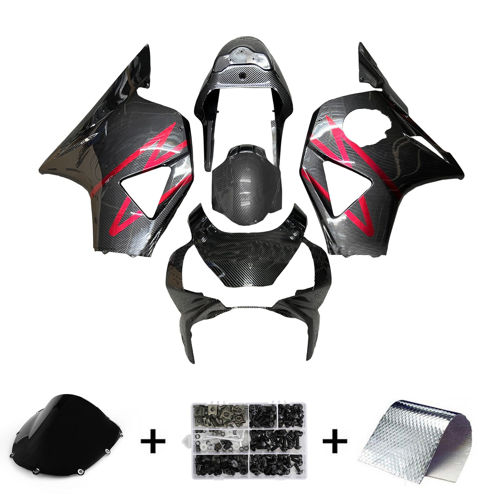 Amotopart 2002-2003 Honda CBR954 Red & Carbon Fiber Pattern Fairing Kit