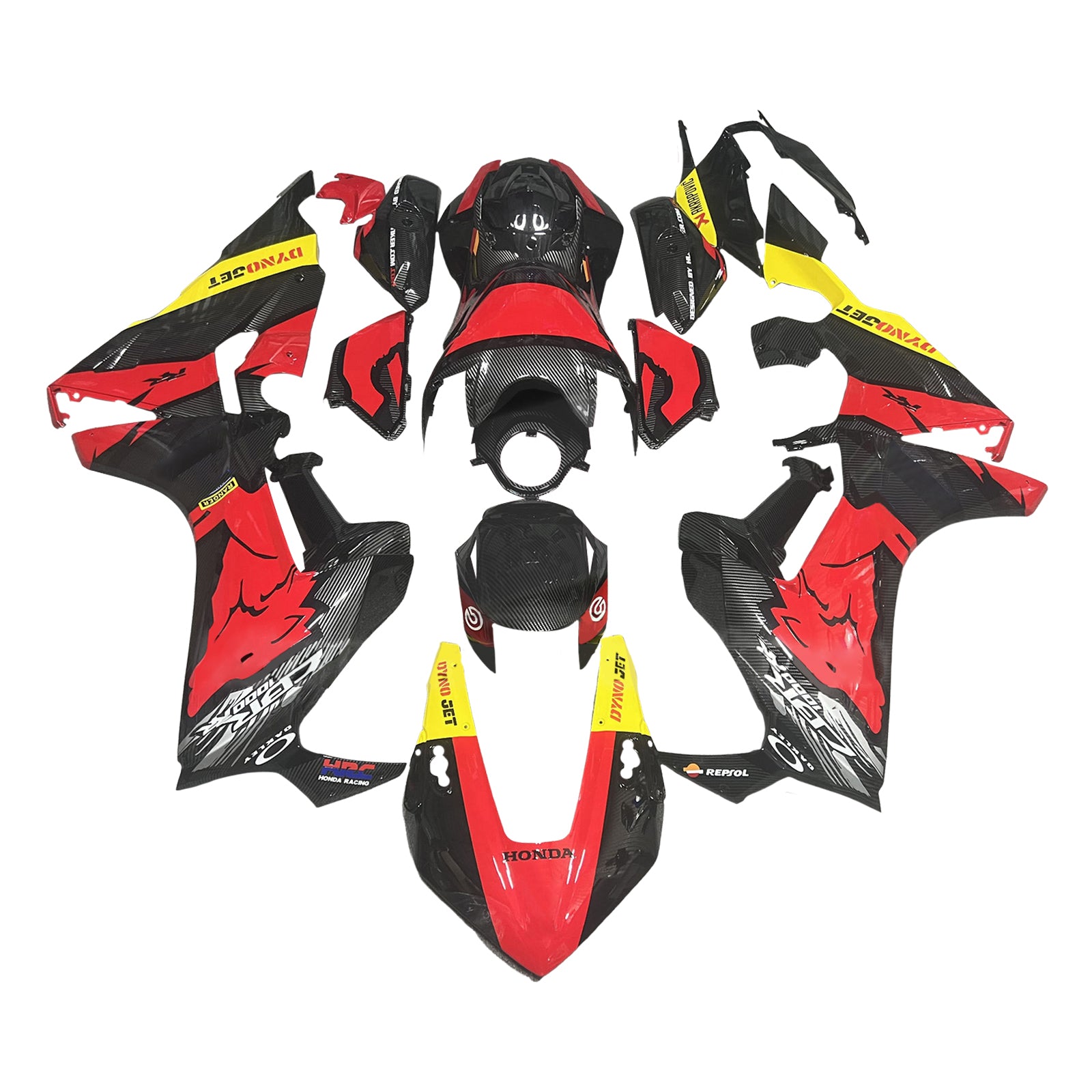 Amotopart 2017-2025 Honda CBR1000RR Red & Carbon Fiber Pattern Fairing Kit