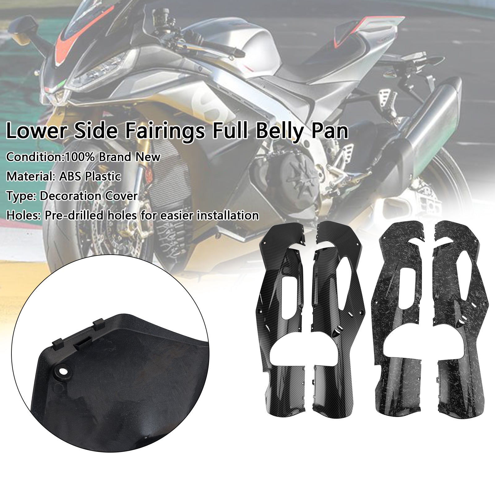 2021-2024 Aprilia RSV4 Lower Side Fairings Full Belly Pan Plate Cover