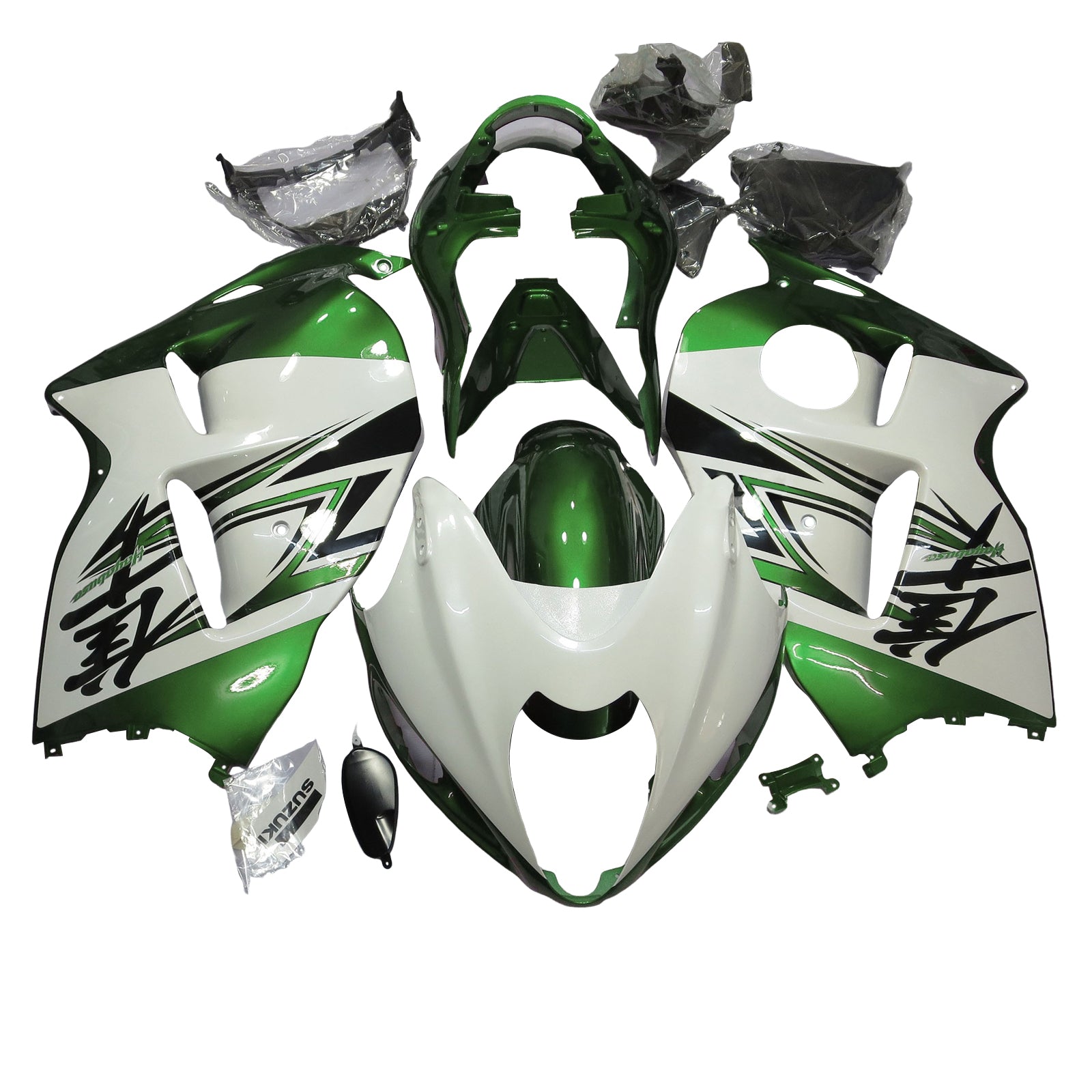 Amotopart 1999-2007 Suzuki Hayabusa GSX1300R White Green Fairing Kit