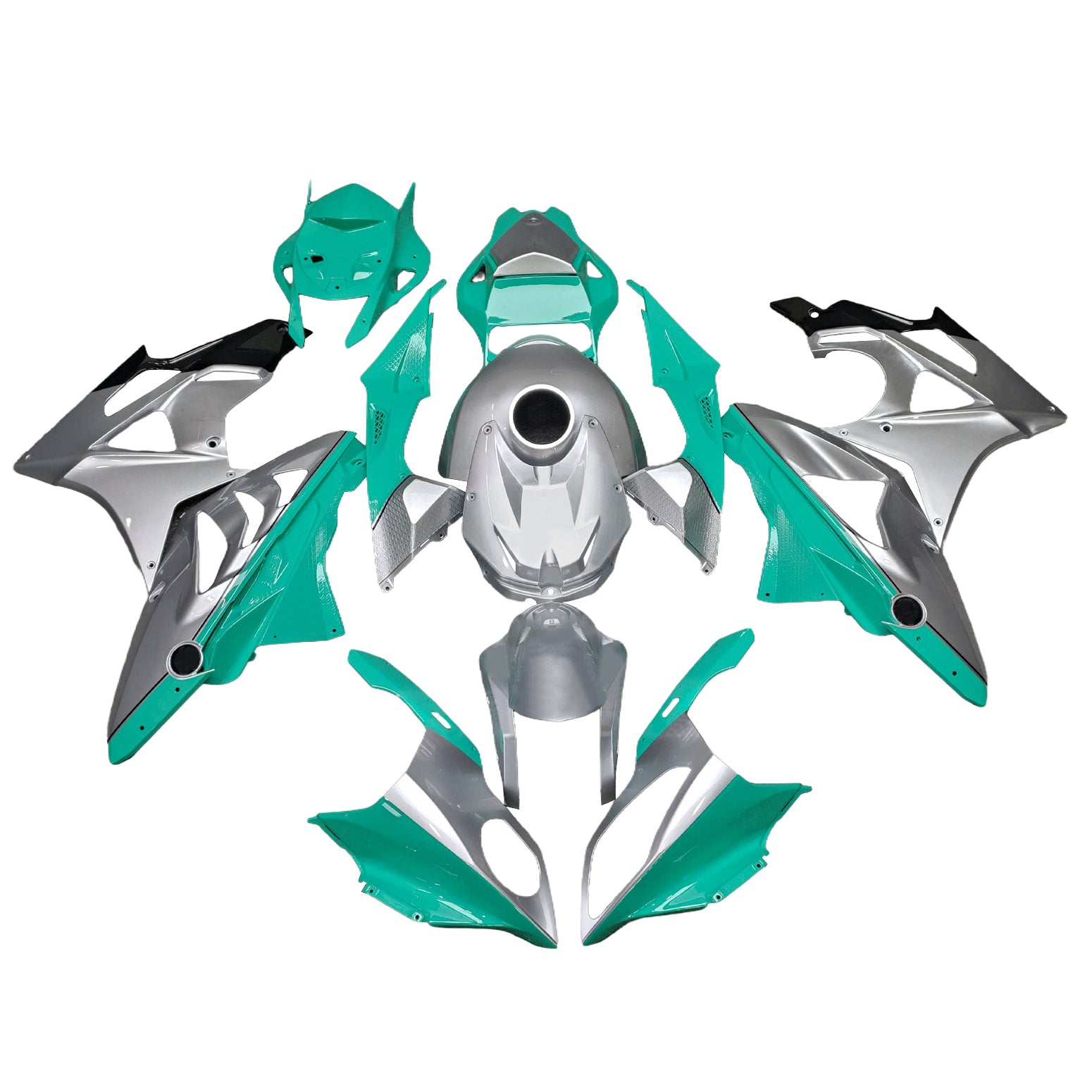 Amotopart 2015-2016 BMW S1000RR Glossy Green Silver Fairing Kit