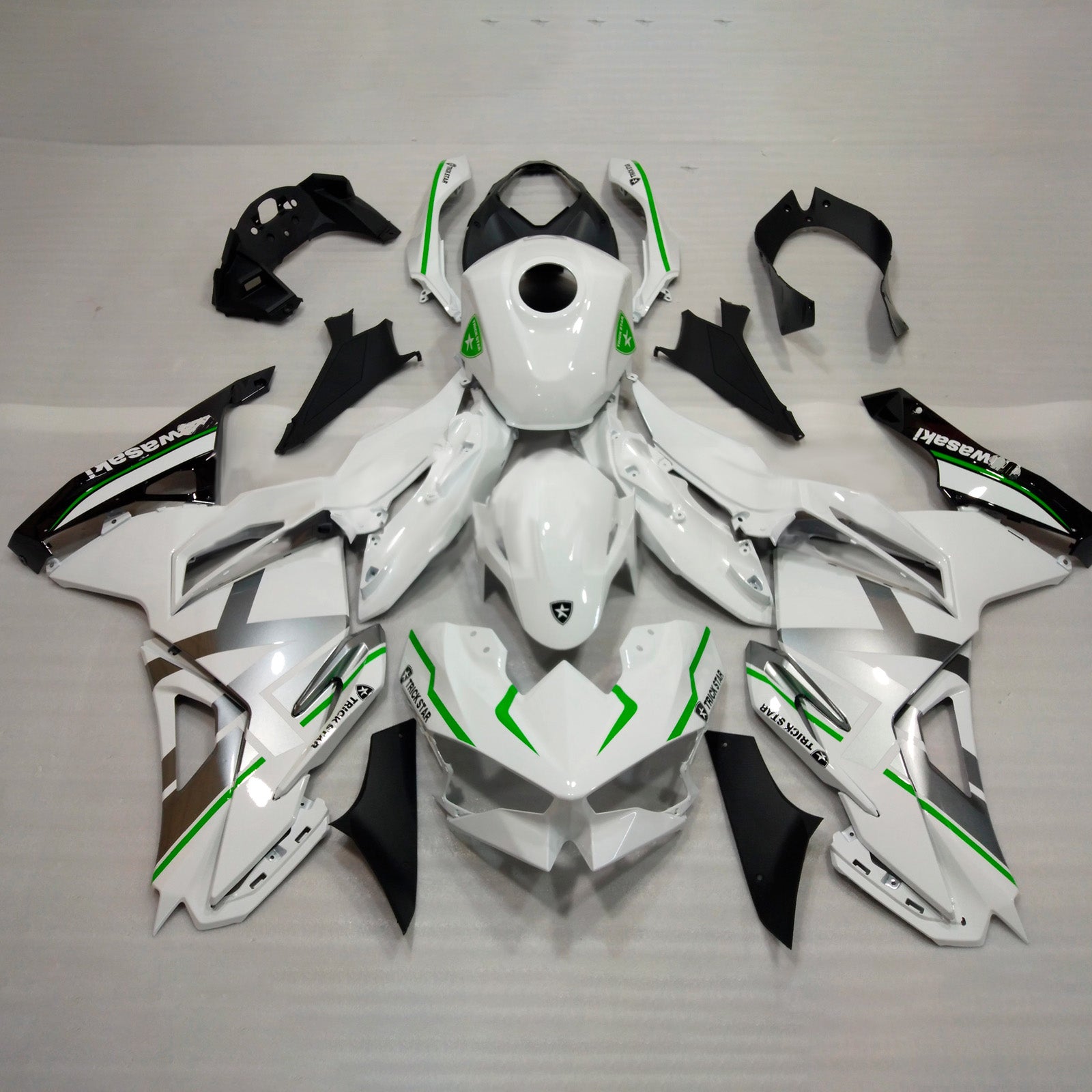 Amotopart 2024-2025 Kawasaki Ninja 500 Gray Green Black Fairing Kit