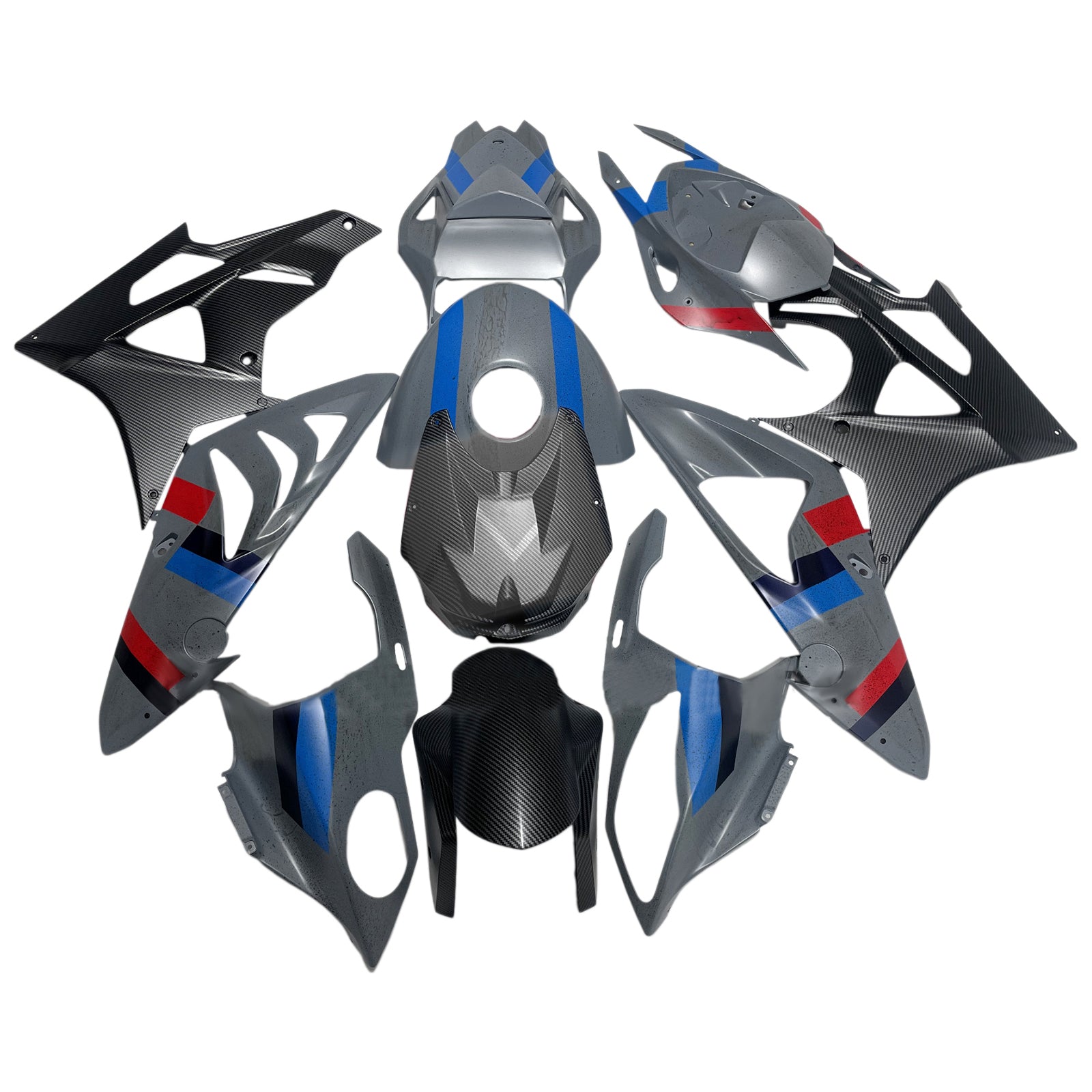 Amotopart 2009-2014 BMW S1000RR Carbon Fiber Pattern Red Blue Fairing Kit
