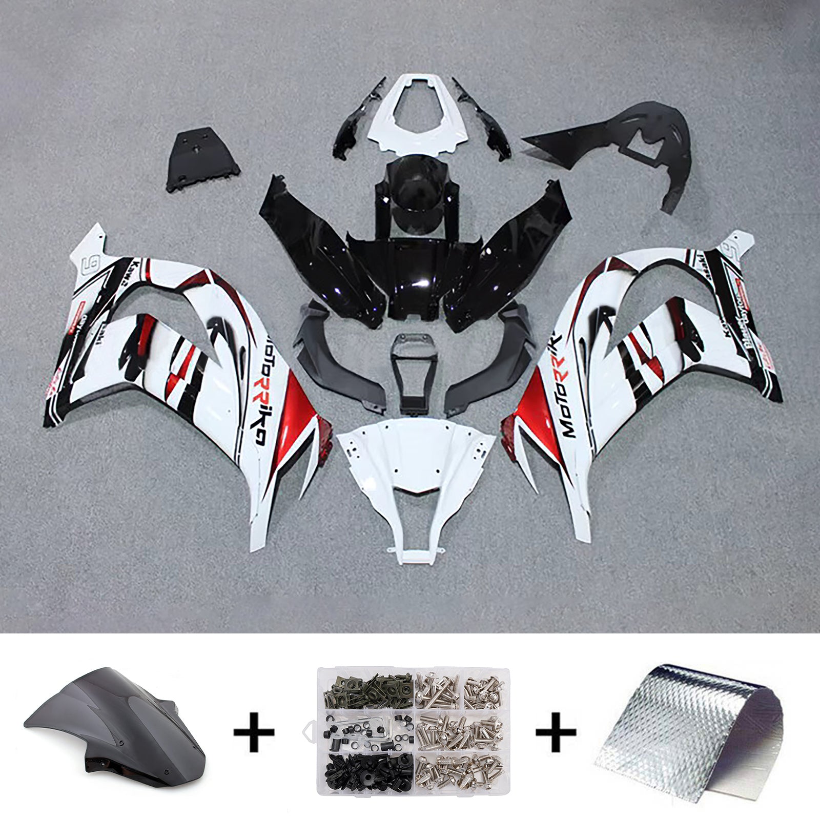 Amotopart 2011-2015 Kawasaki ZX10R Black Red White Fairing Kit