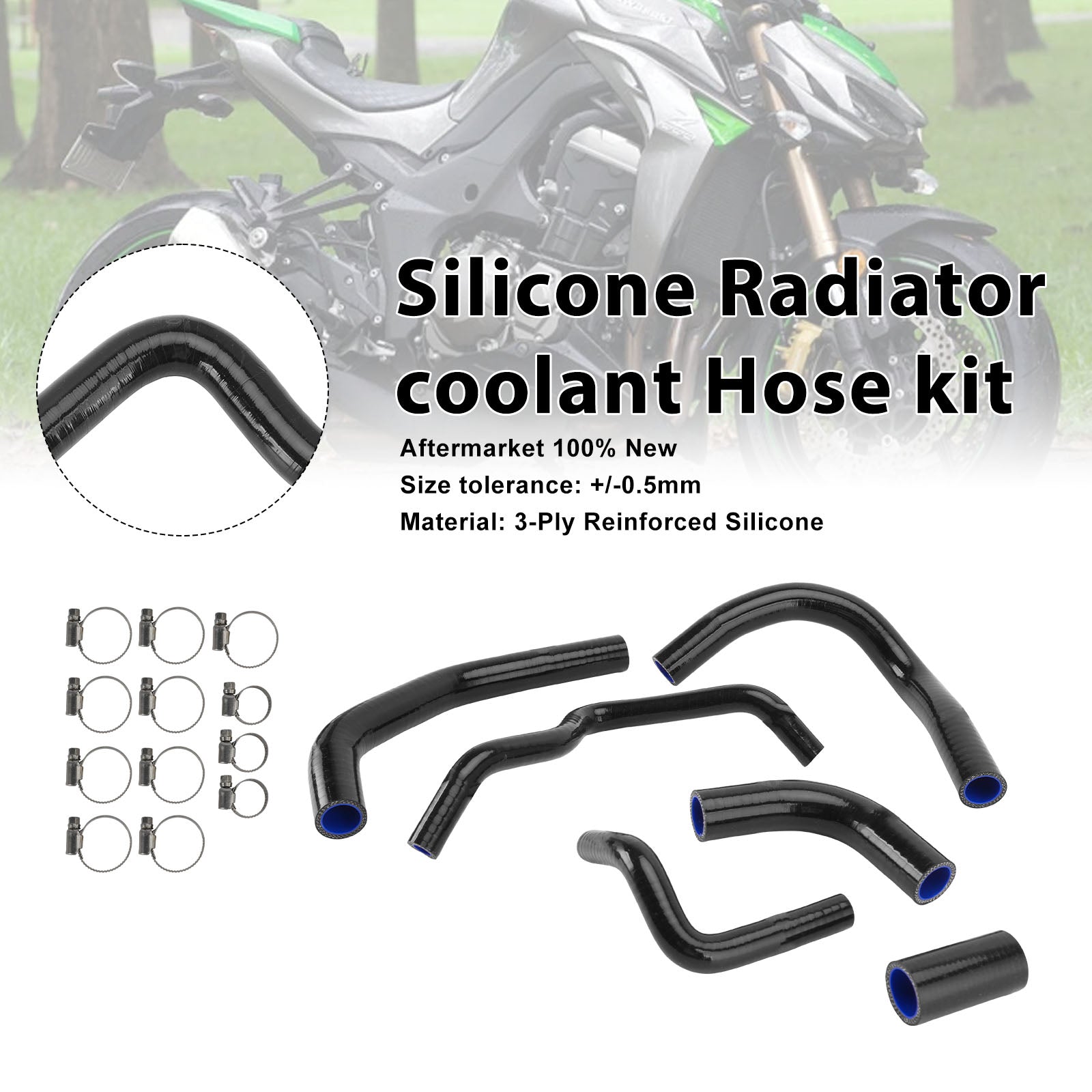 Kawasaki Z1000 Z1000SX Z1100 Silicone Radiator coolant Hose kit